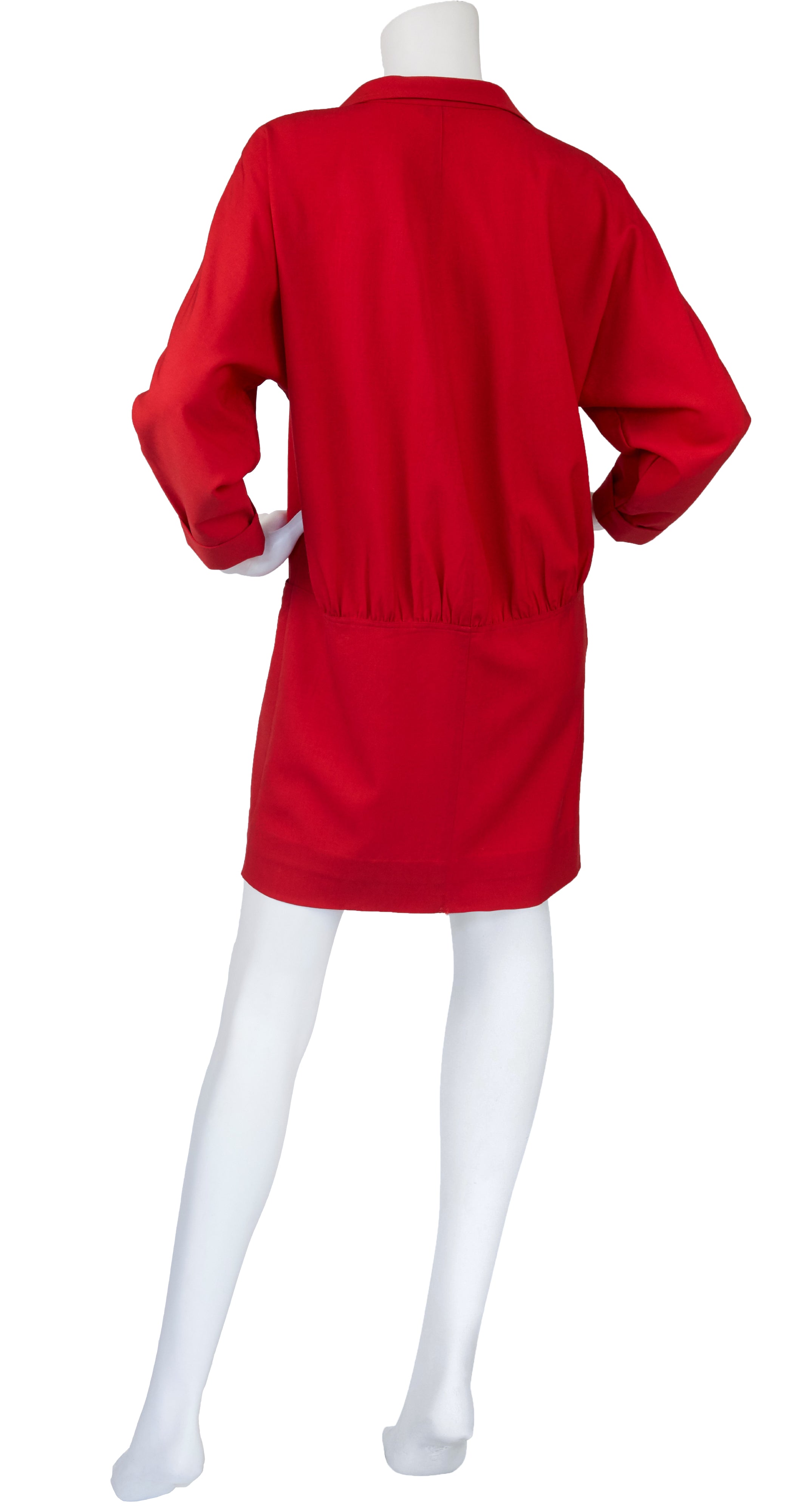 1980s Red Wool Challis Sack Dress