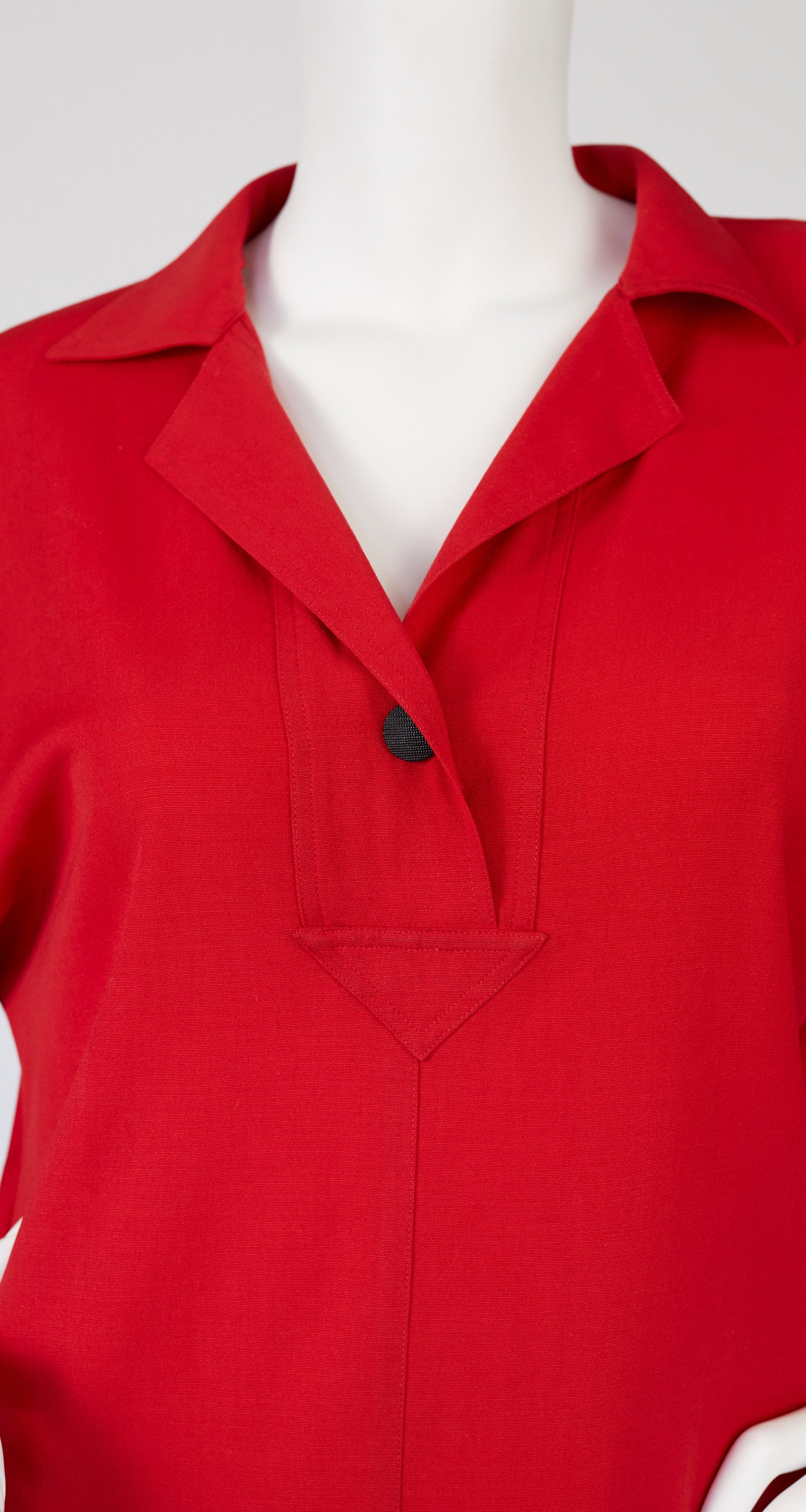 1980s Red Wool Challis Sack Dress