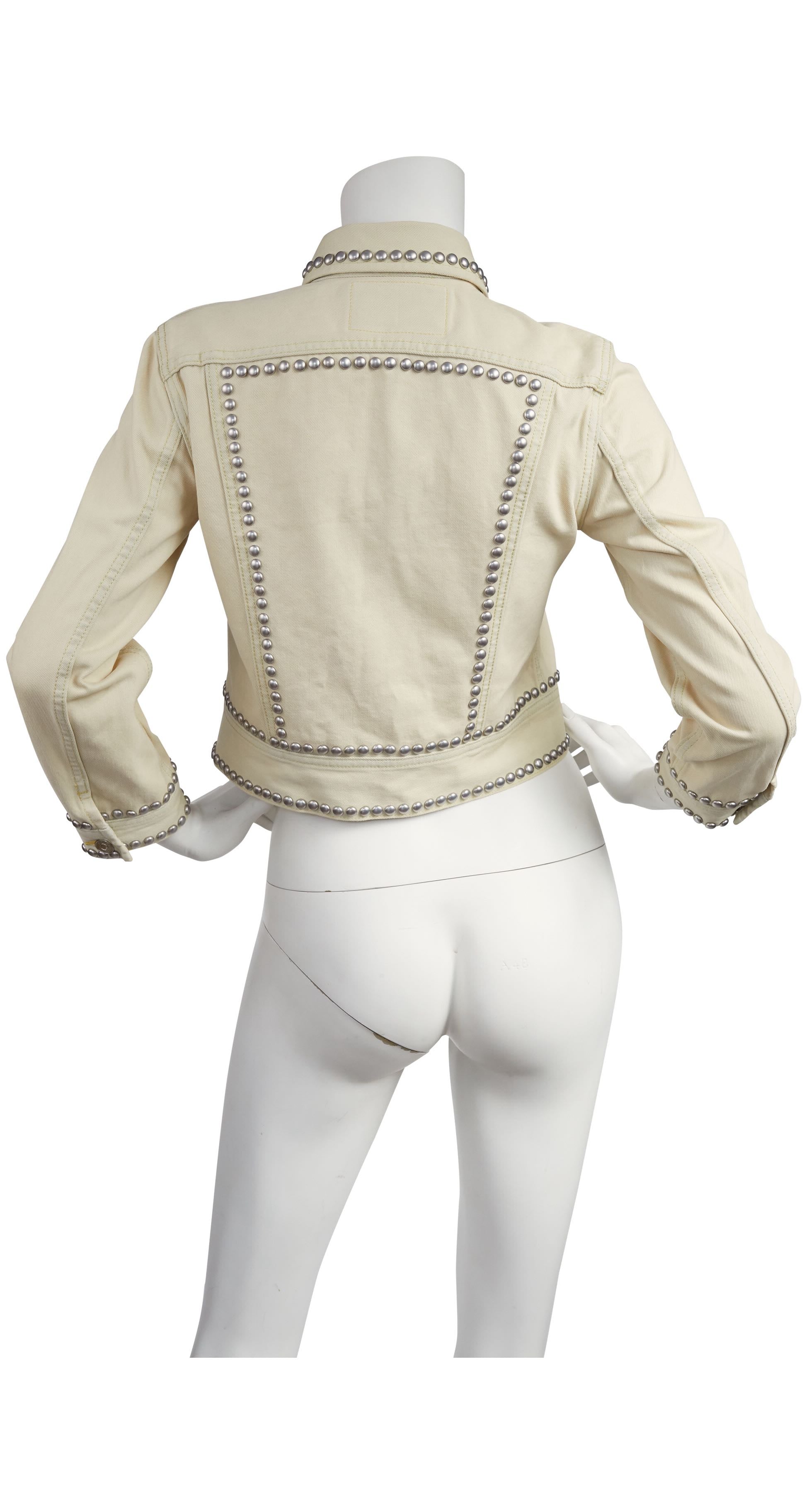 2015 S/S NWT Roncelli Style Studded Bleached Denim Jacket