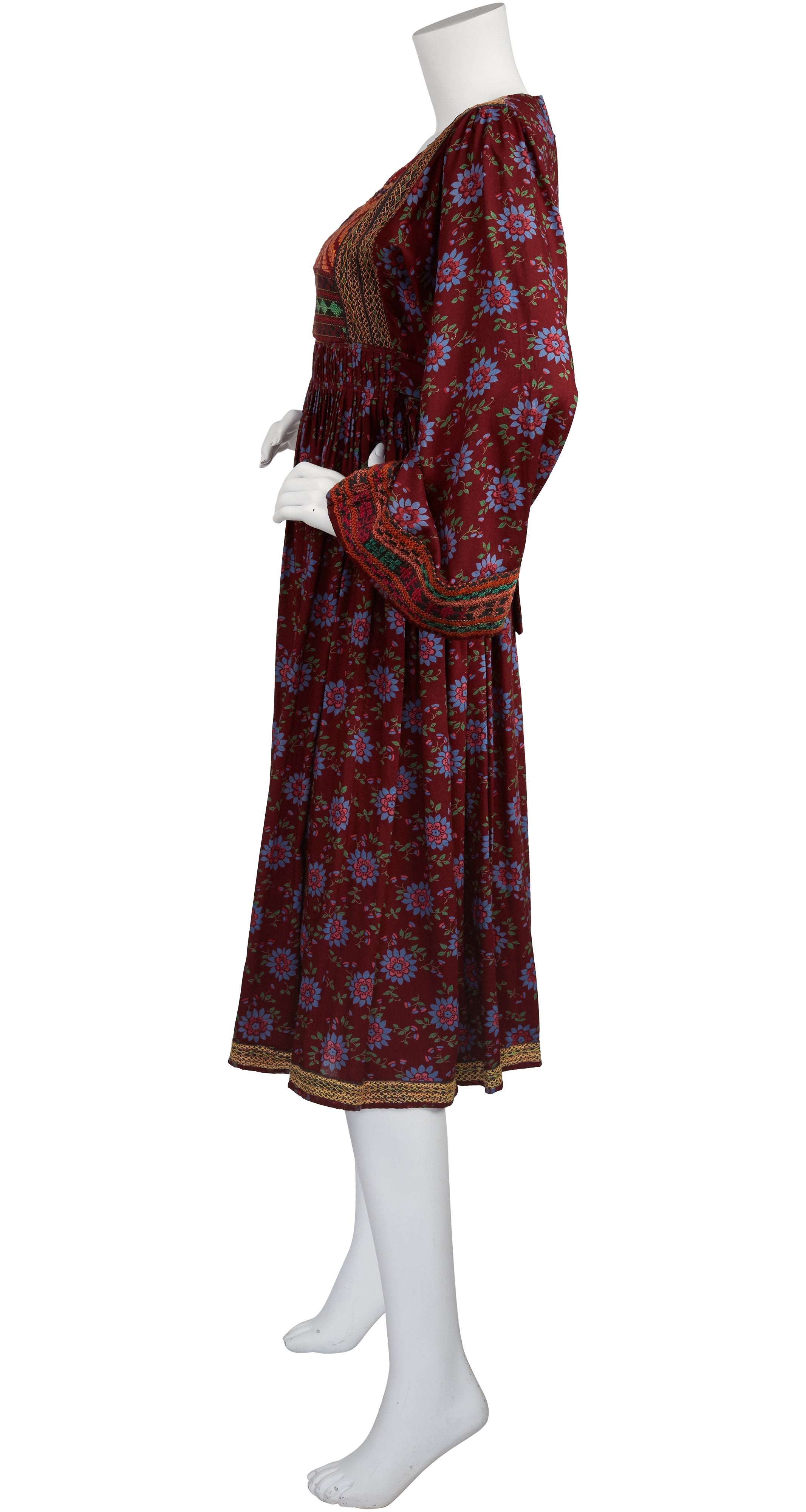 1970s Afghan Embroidered Cotton Dress