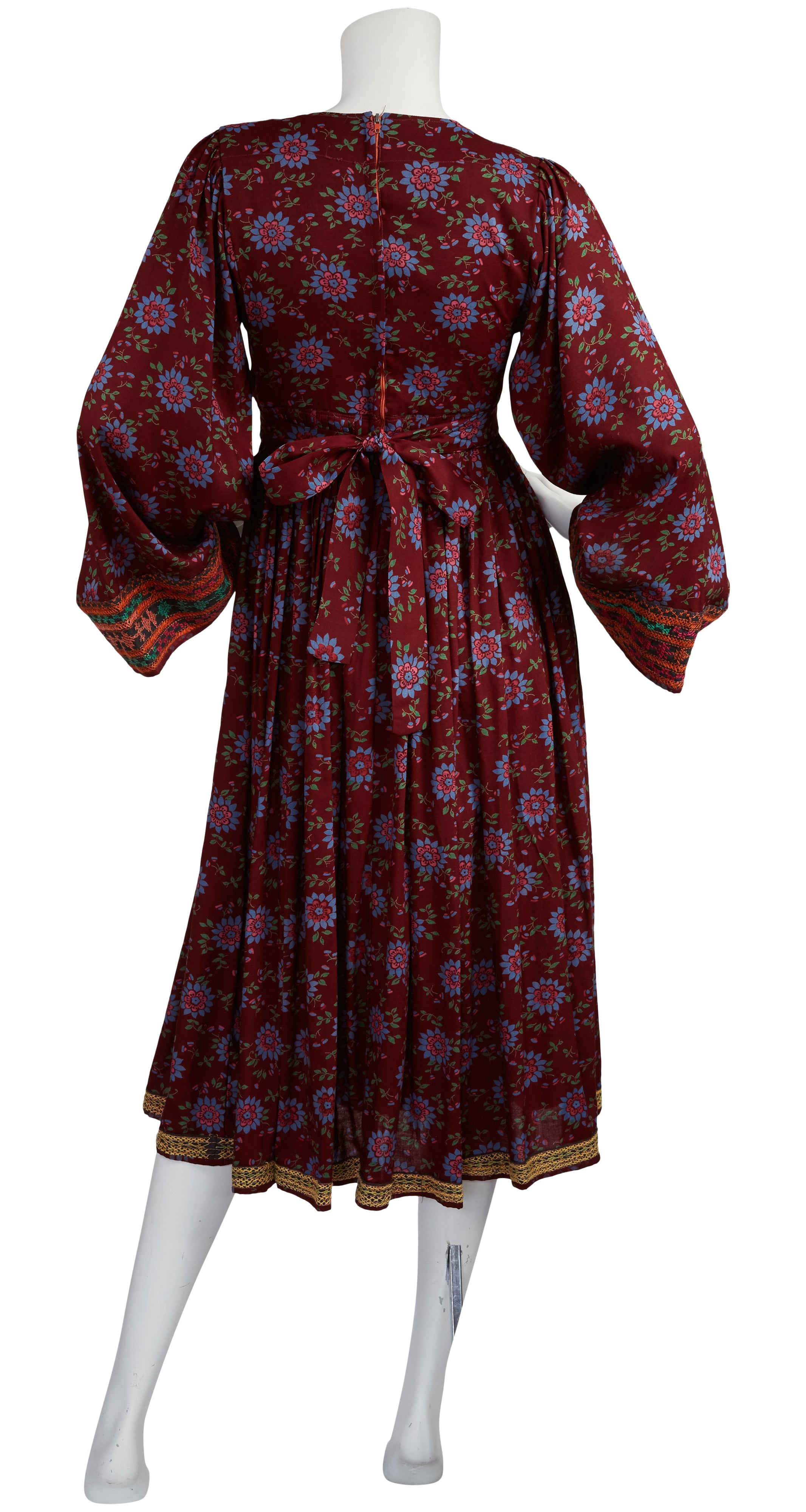 1970s Afghan Embroidered Cotton Dress
