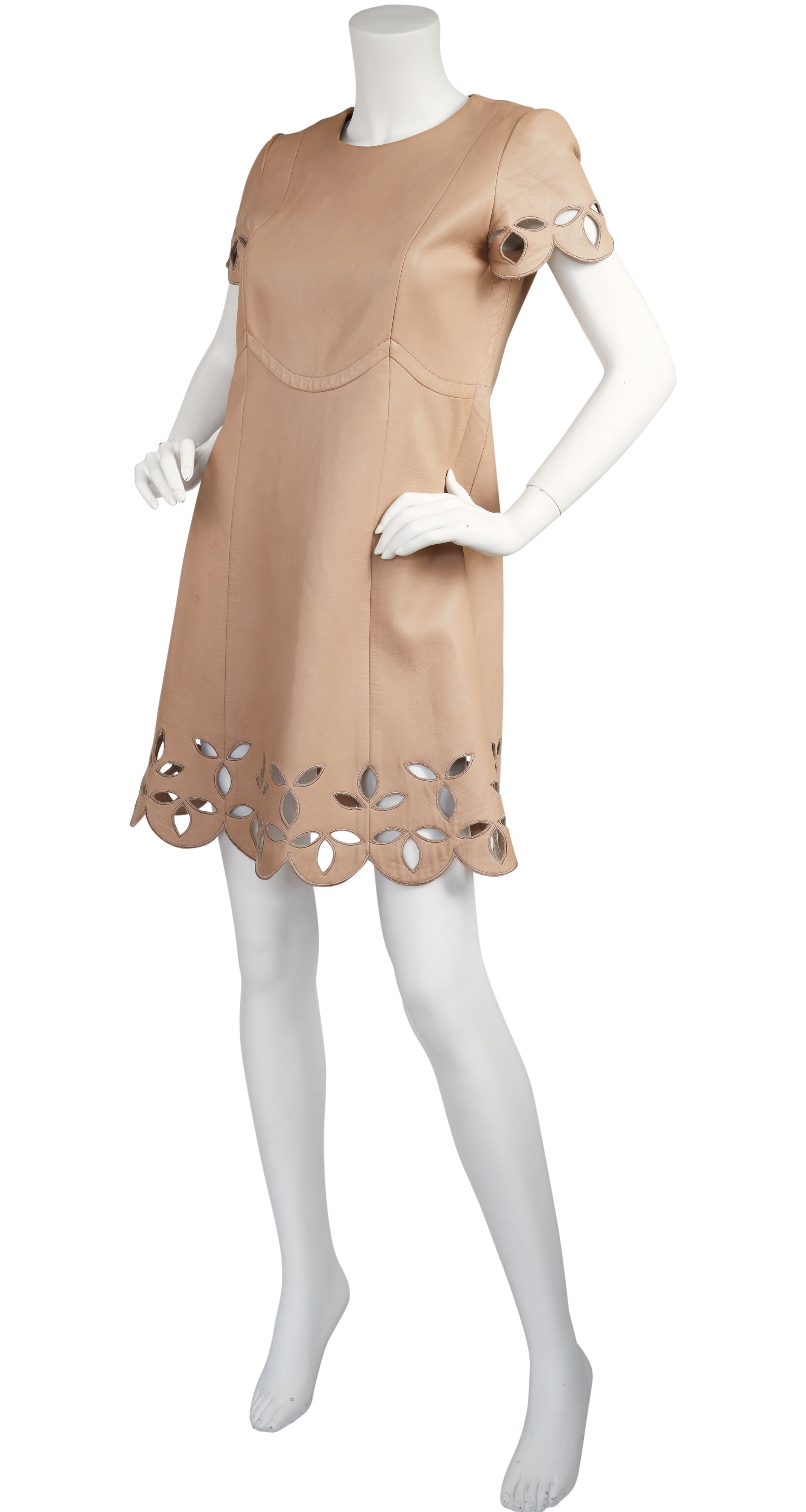 2011 Resort Mod Beige Leather Cut-Out Dress