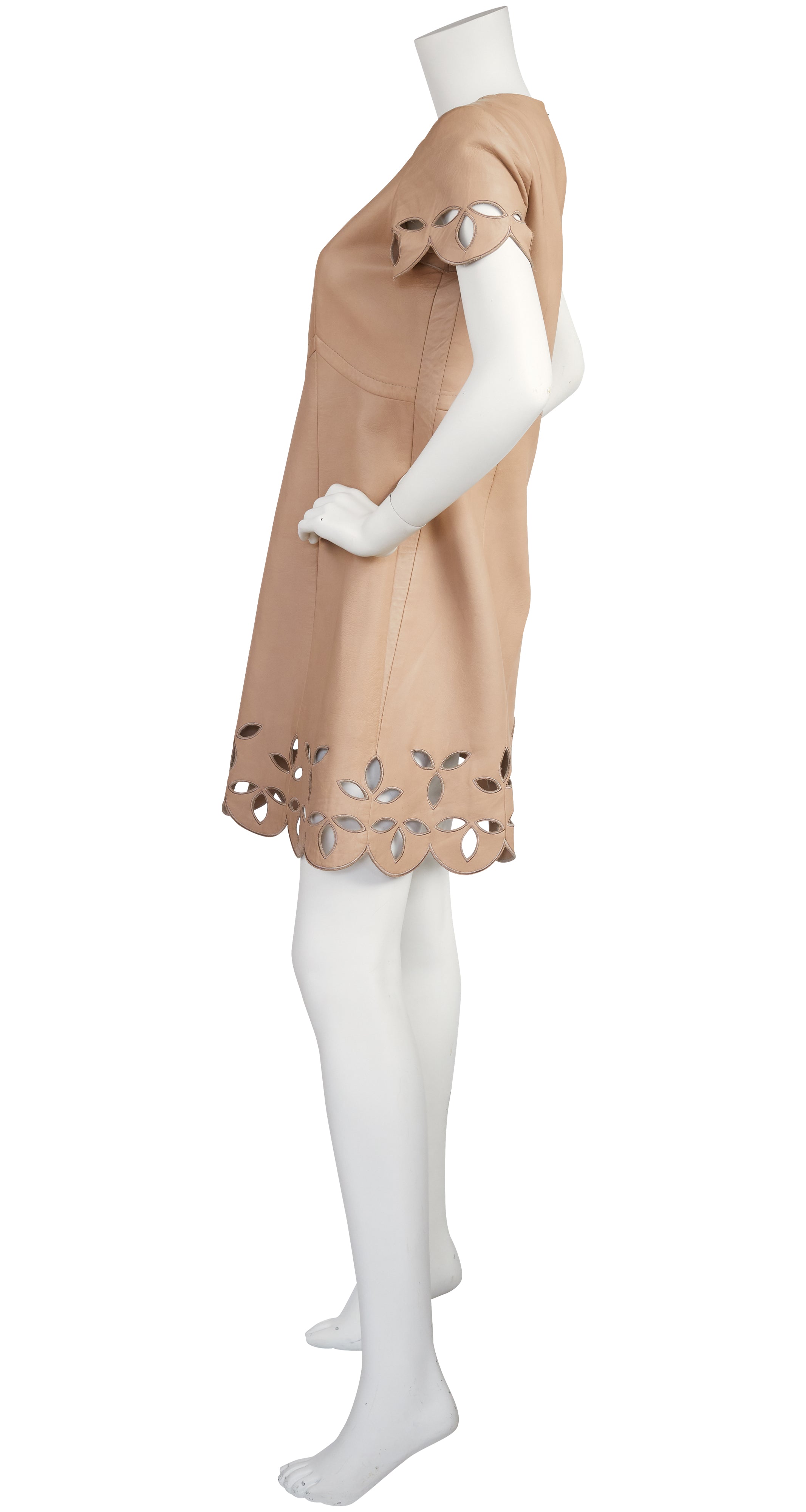 2011 Resort Mod Beige Leather Cut-Out Dress