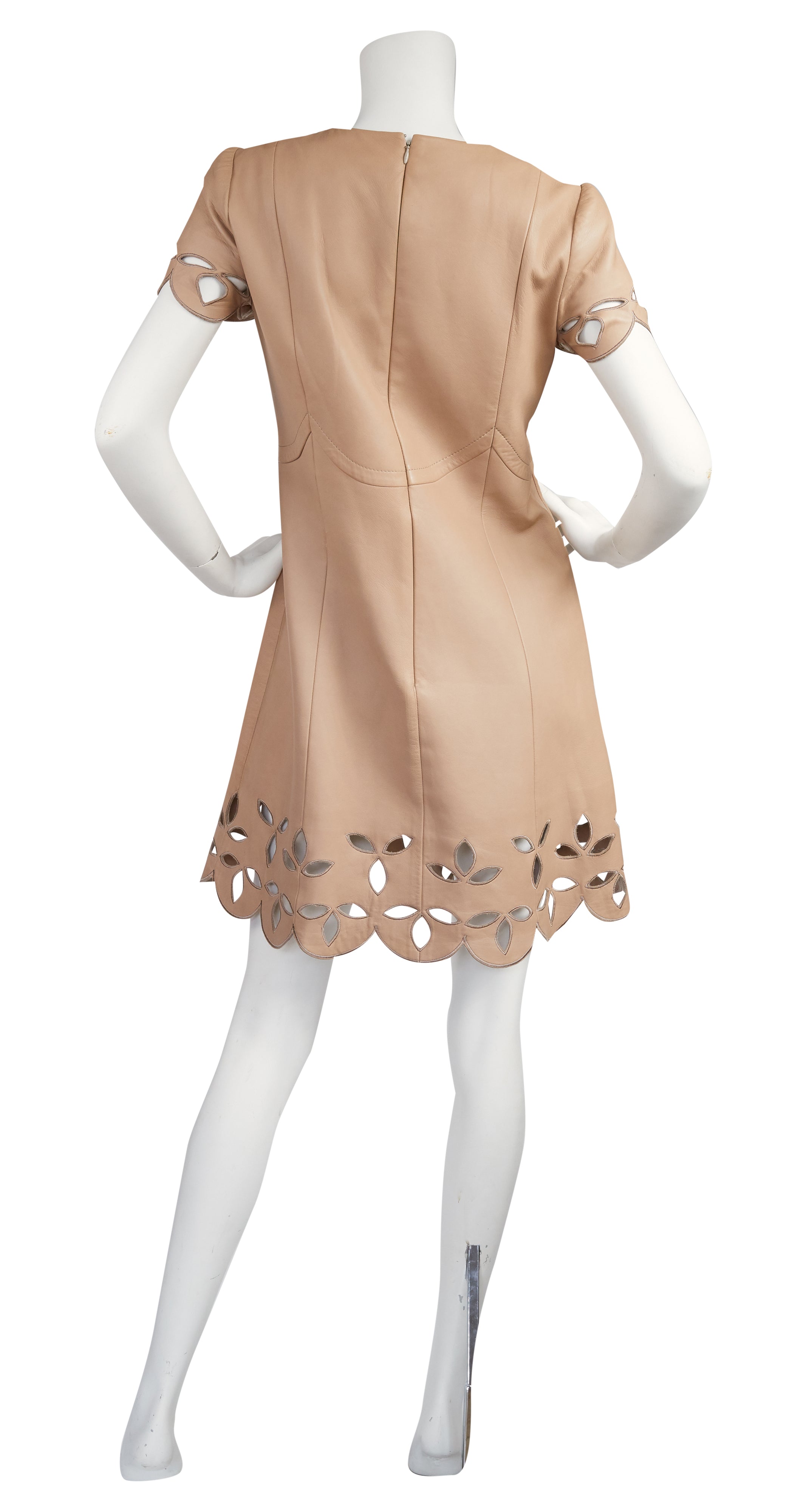 2011 Resort Mod Beige Leather Cut-Out Dress
