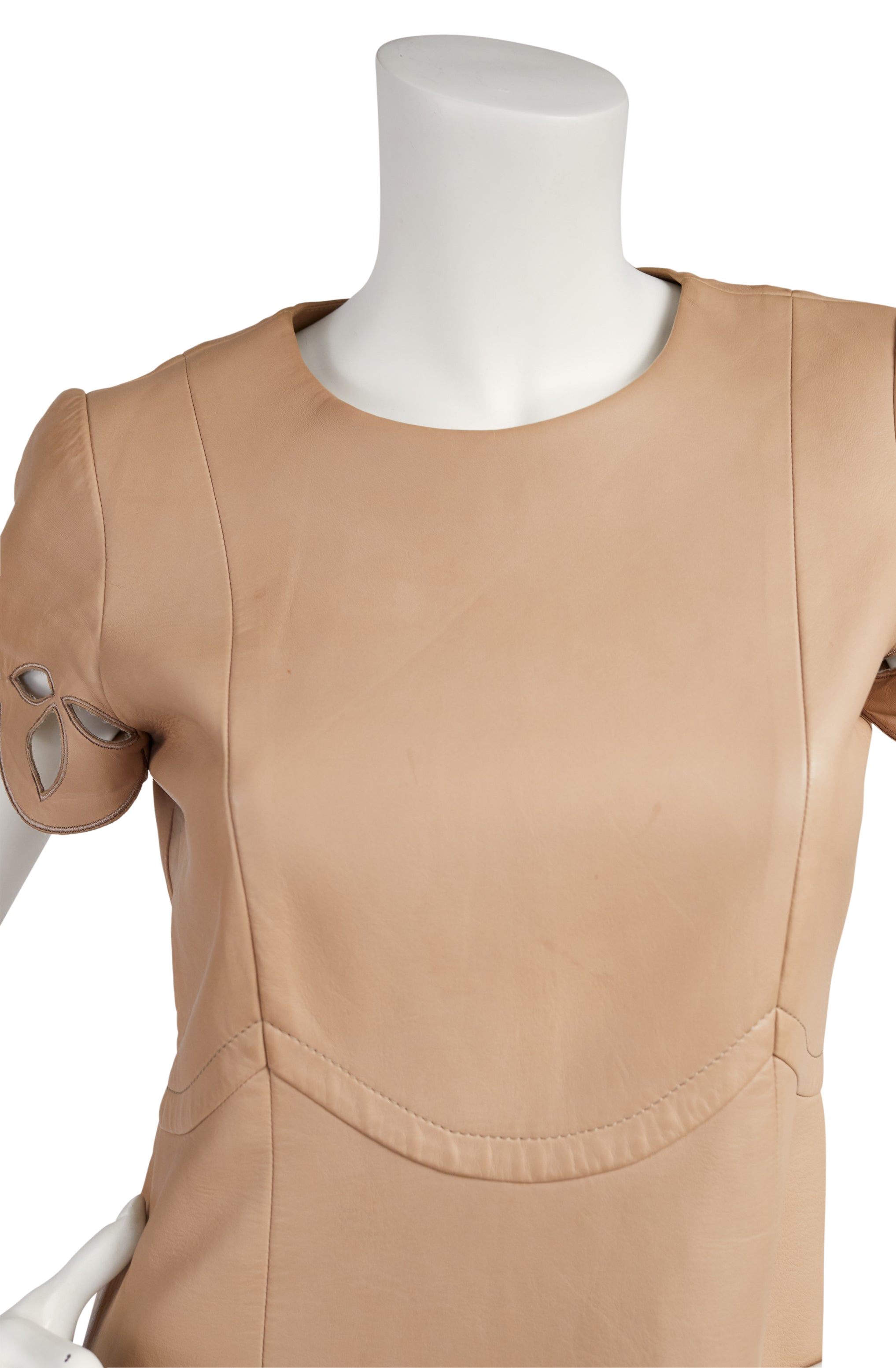 2011 Resort Mod Beige Leather Cut-Out Dress
