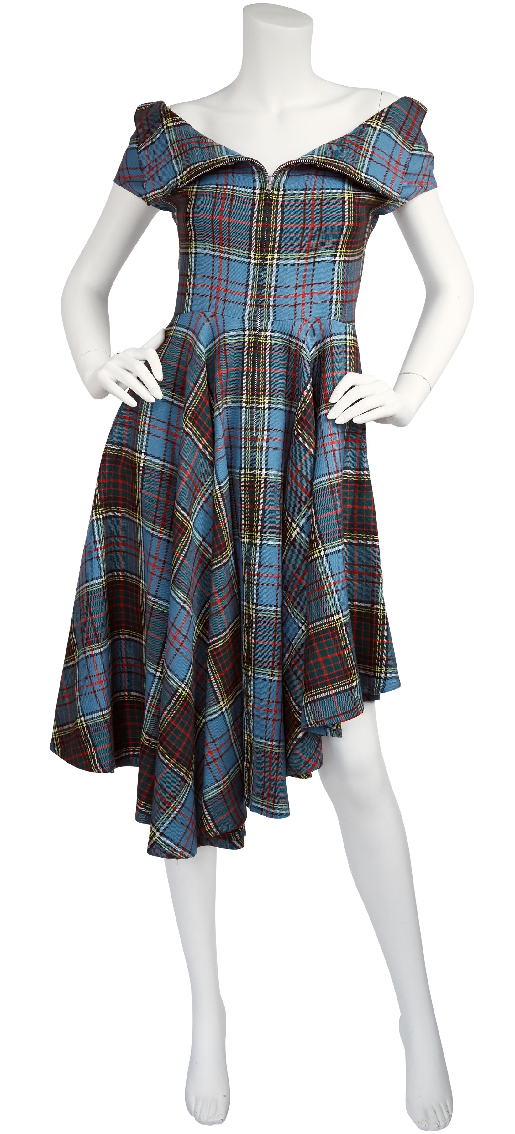 2000s Yohji Yamamoto Tartan Asymmetrical Wool Dress
