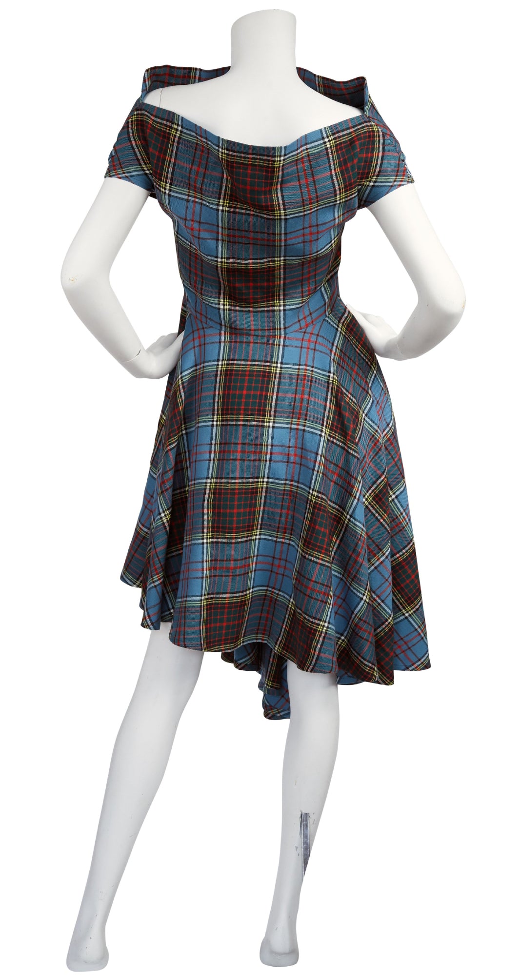 2000s Yohji Yamamoto Tartan Asymmetrical Wool Dress