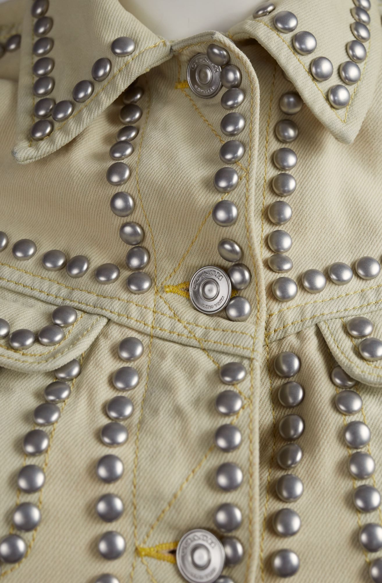 2015 S/S NWT Roncelli Style Studded Bleached Denim Jacket