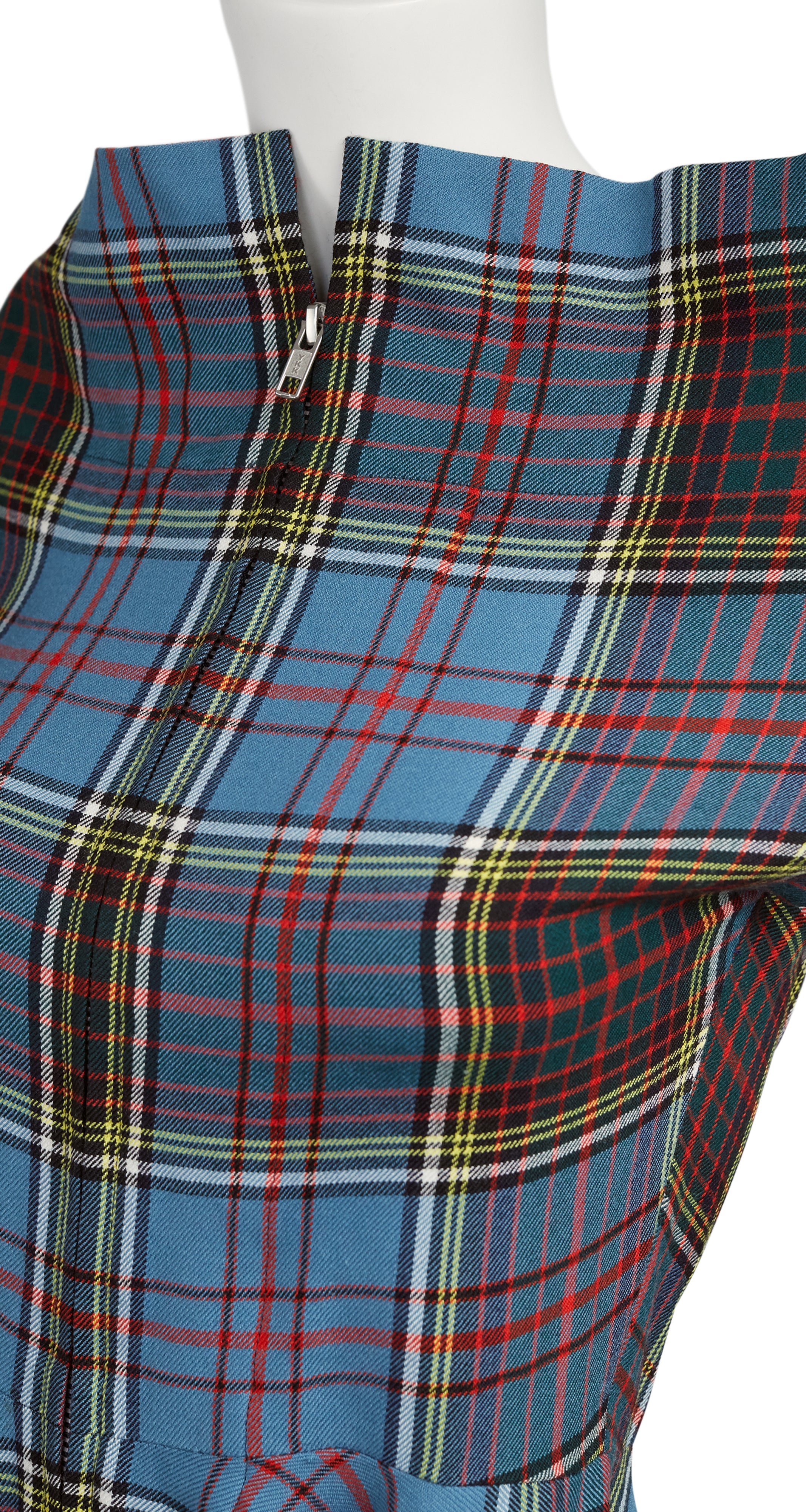 2000s Yohji Yamamoto Tartan Asymmetrical Wool Dress