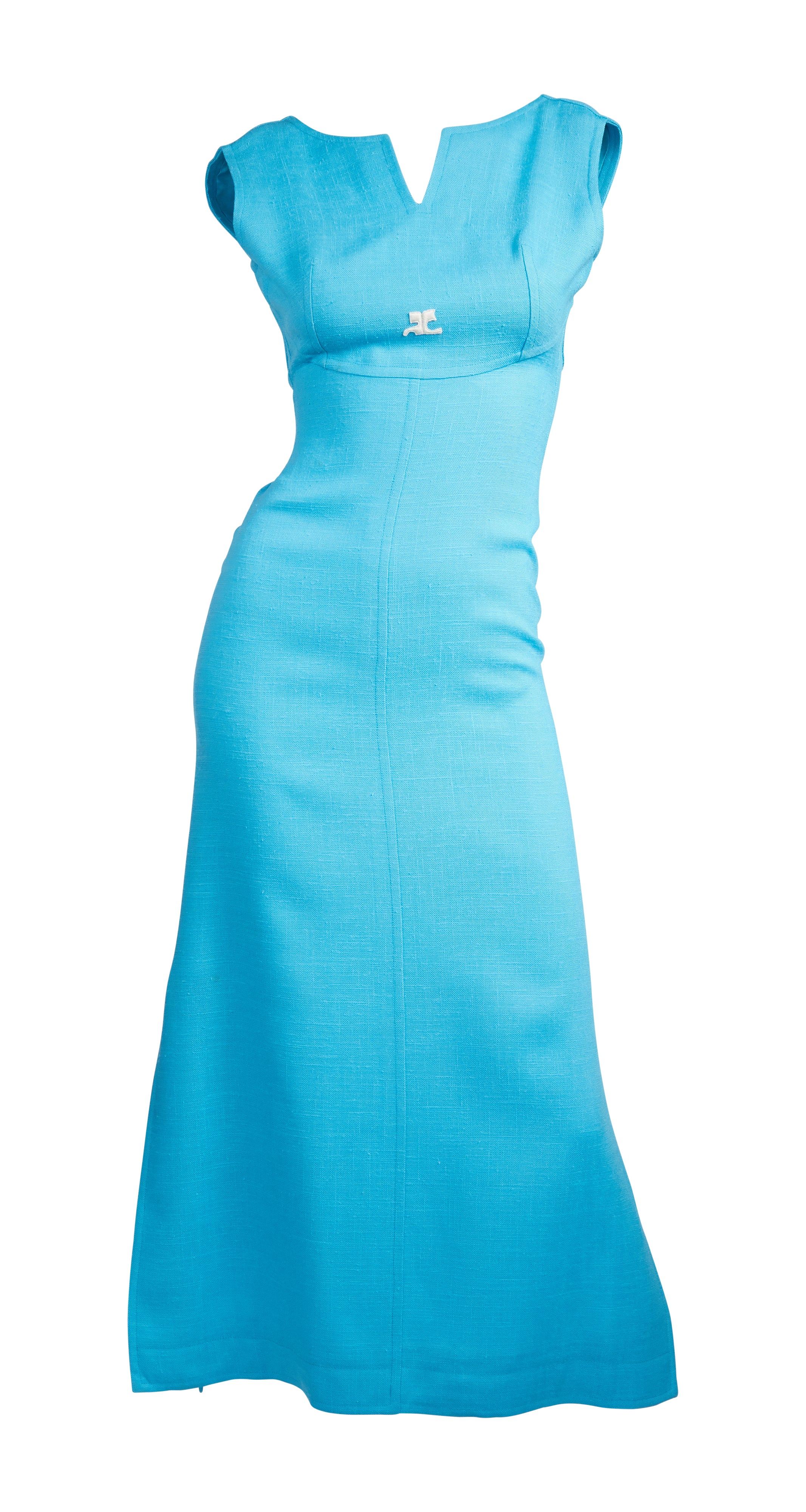 1970s Logo Blue Linen Dress