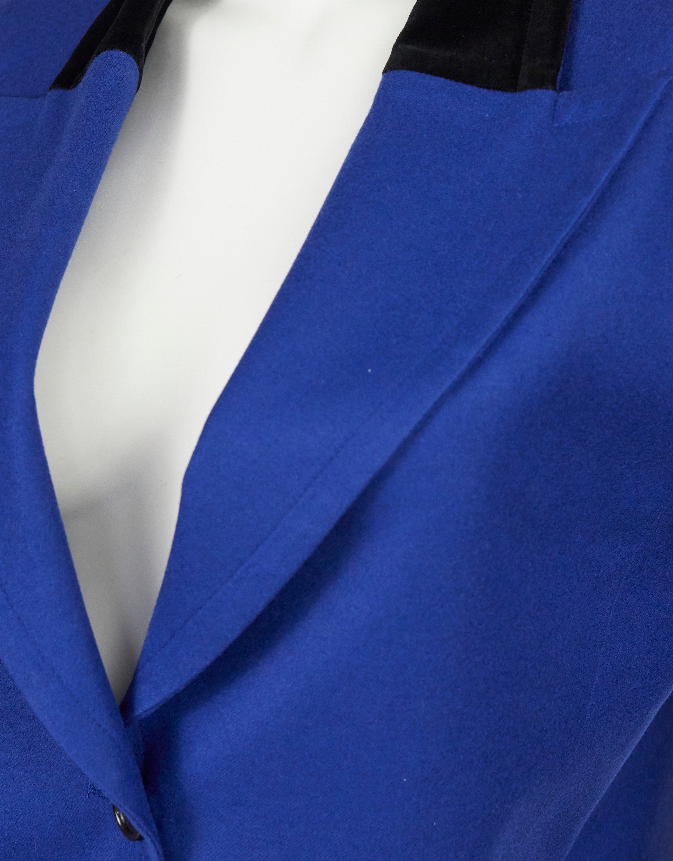 1980s Indigo Wool & Black Velvet Tuxedo Jacket