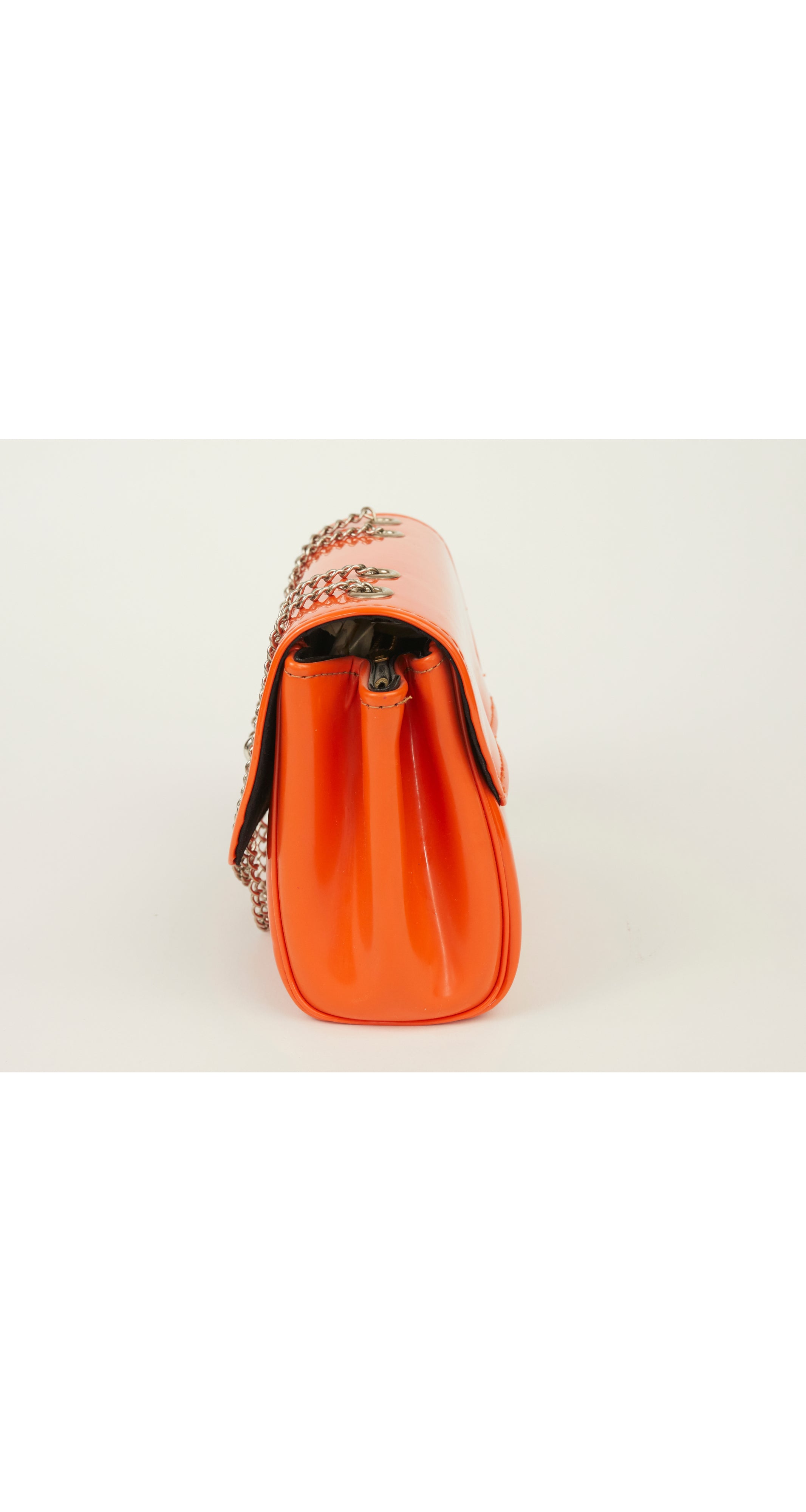 1960s Mod Orange Vinyl & Silver Handbag