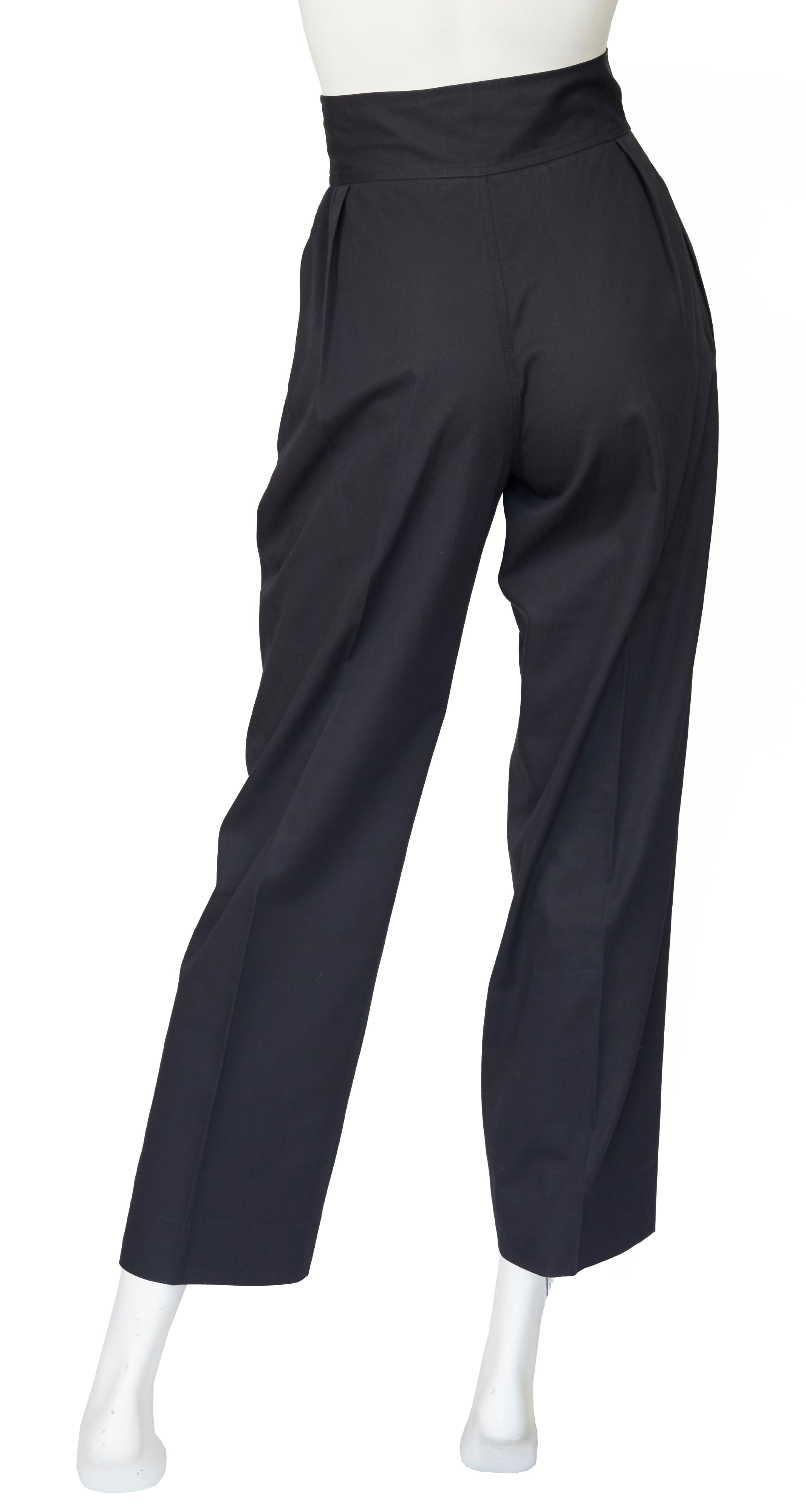 1980s "Le Smoking" Black Cotton High-Waisted Trousers