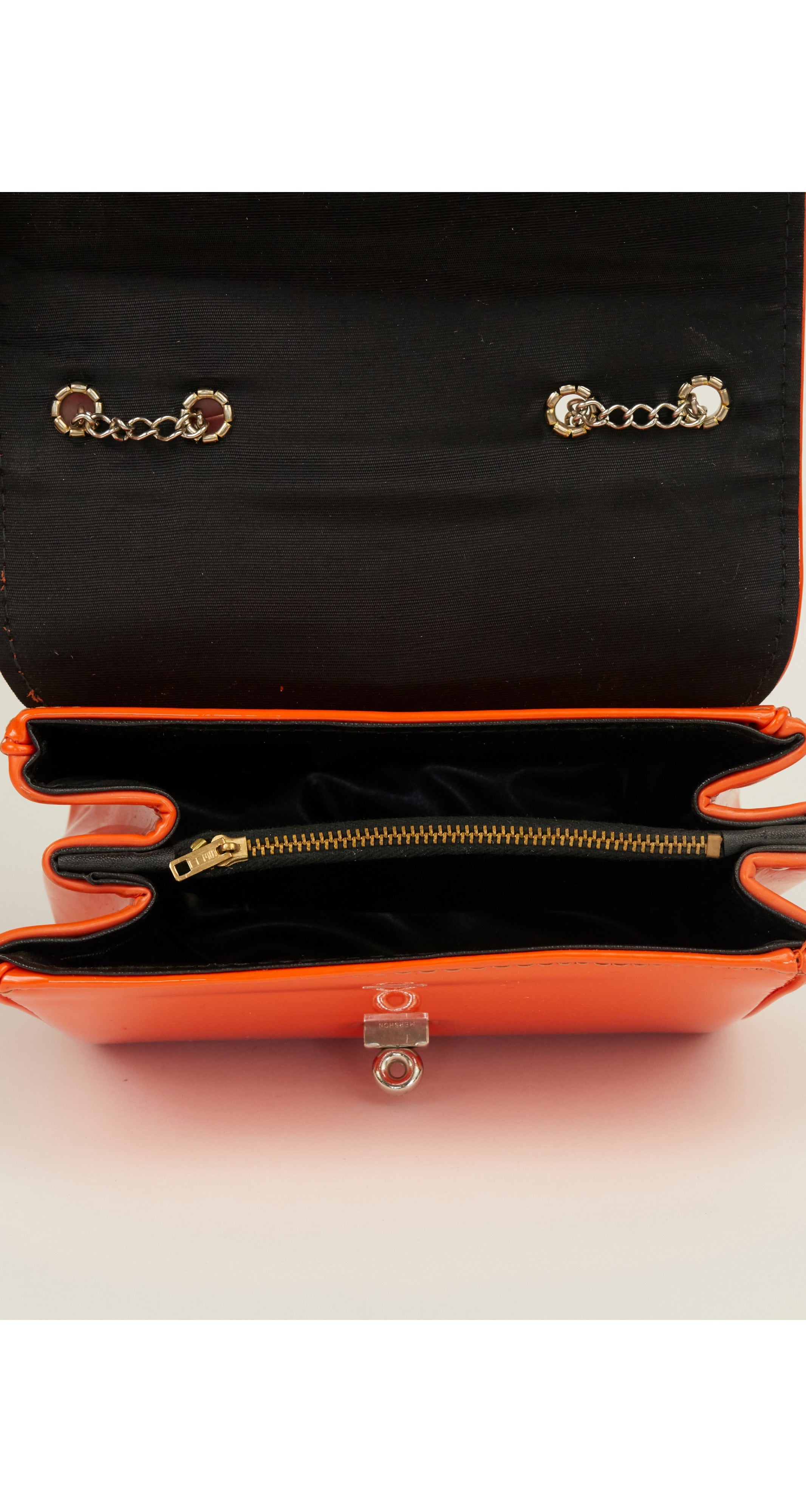 1960s Mod Orange Vinyl & Silver Handbag