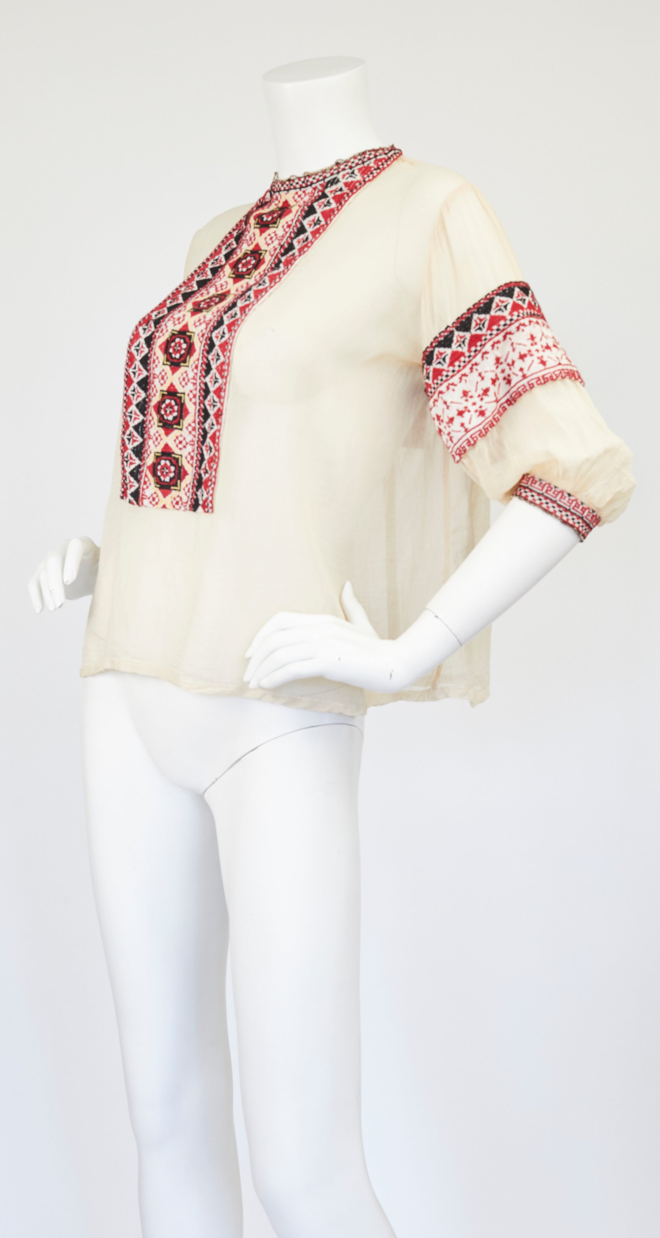 Antique Embroidered Traditional Russian Peasant Blouse