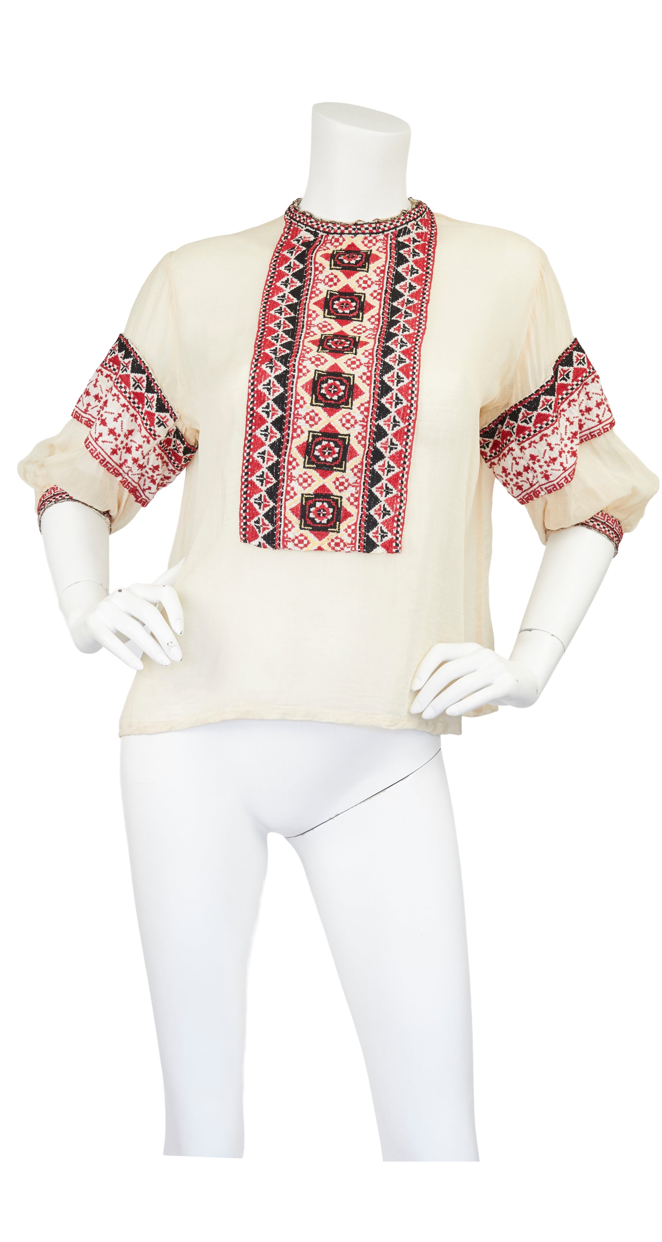 Antique Embroidered Traditional Russian Peasant Blouse