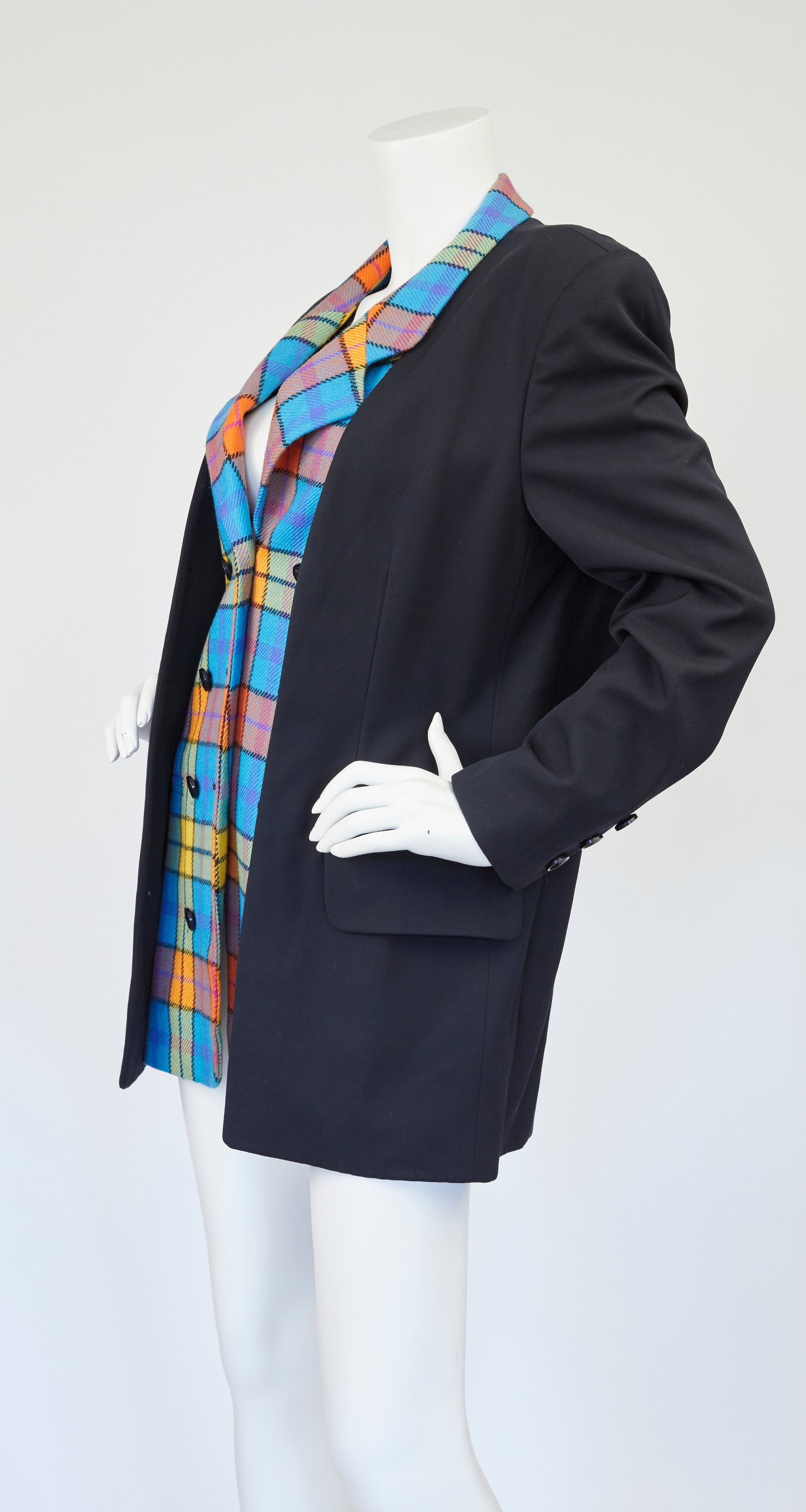 1992 F/W Documented Plaid Wool Layered Blazer