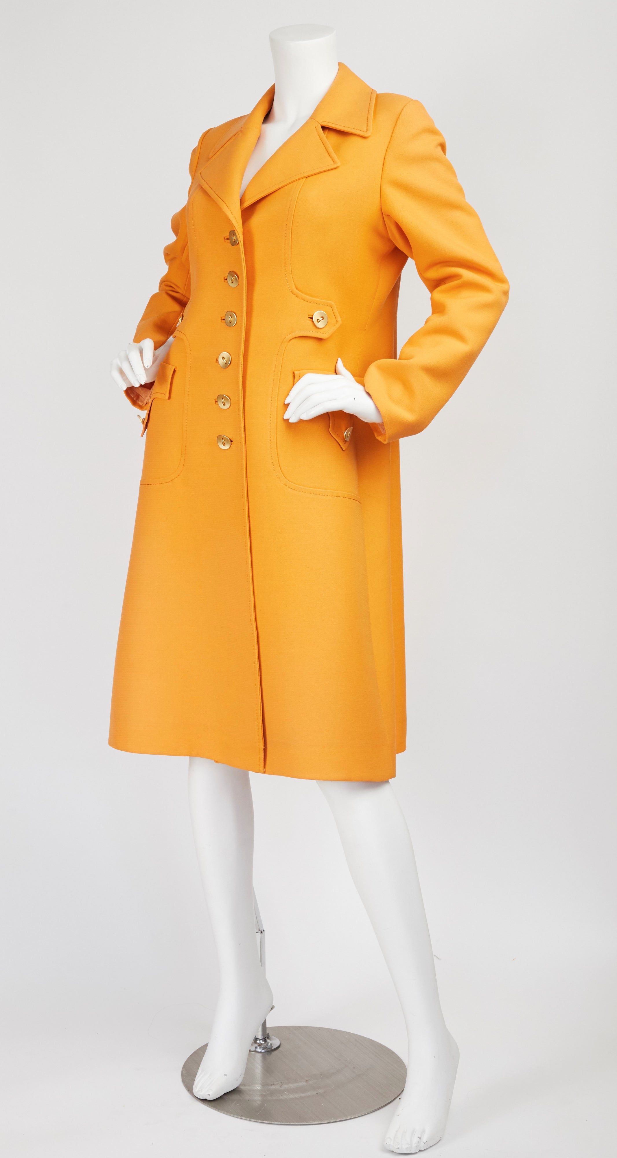 c.1970 Marc Bohan Demi-Couture Numbered Orange Wool Coat