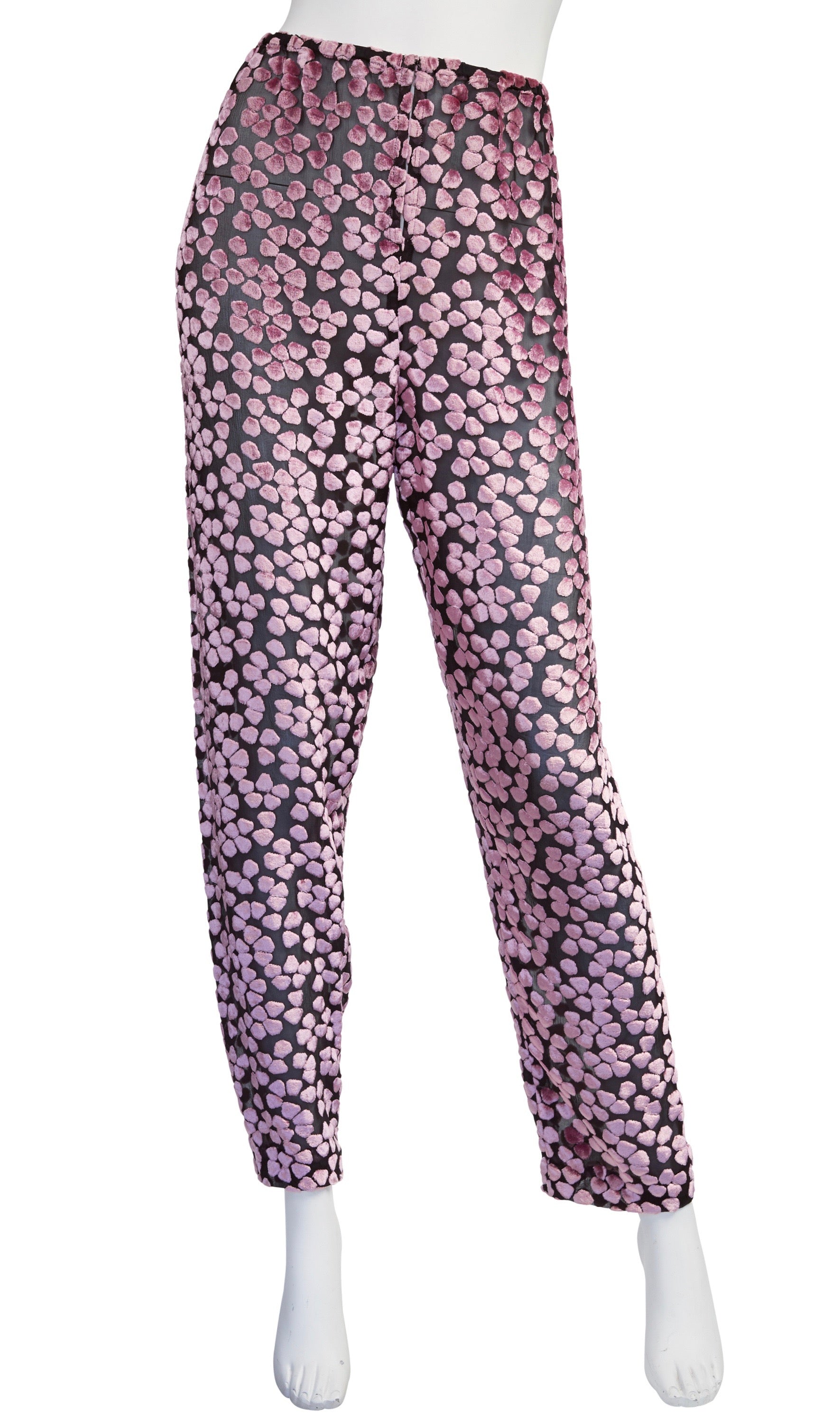 1970s Devore Chiffon High-Waisted Pants