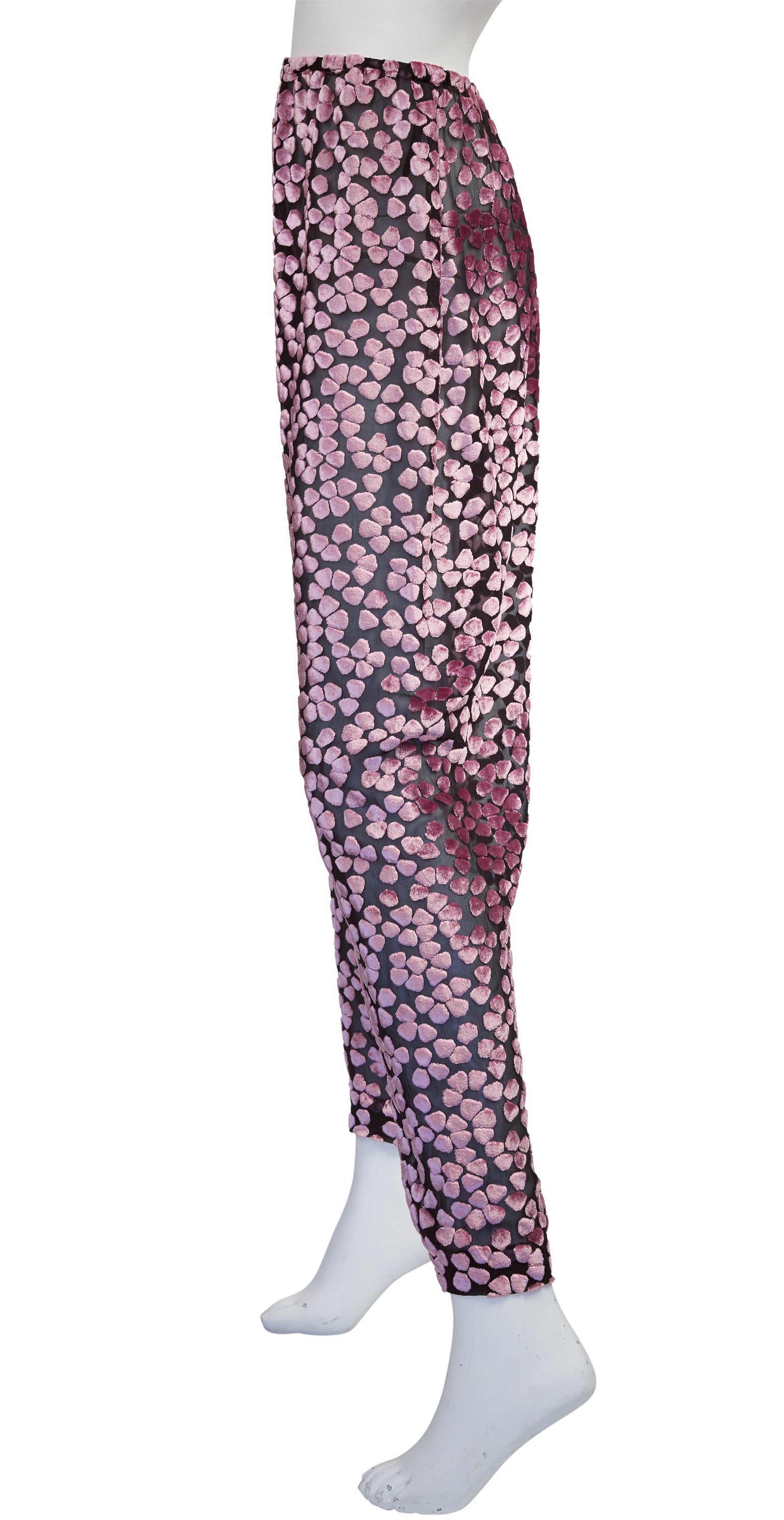 1970s Devore Chiffon High-Waisted Pants