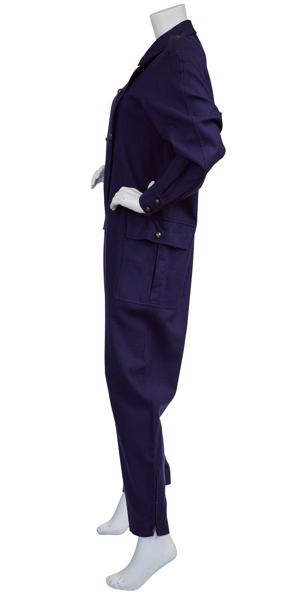 1970s Navy Wool Military Jumpsuit
