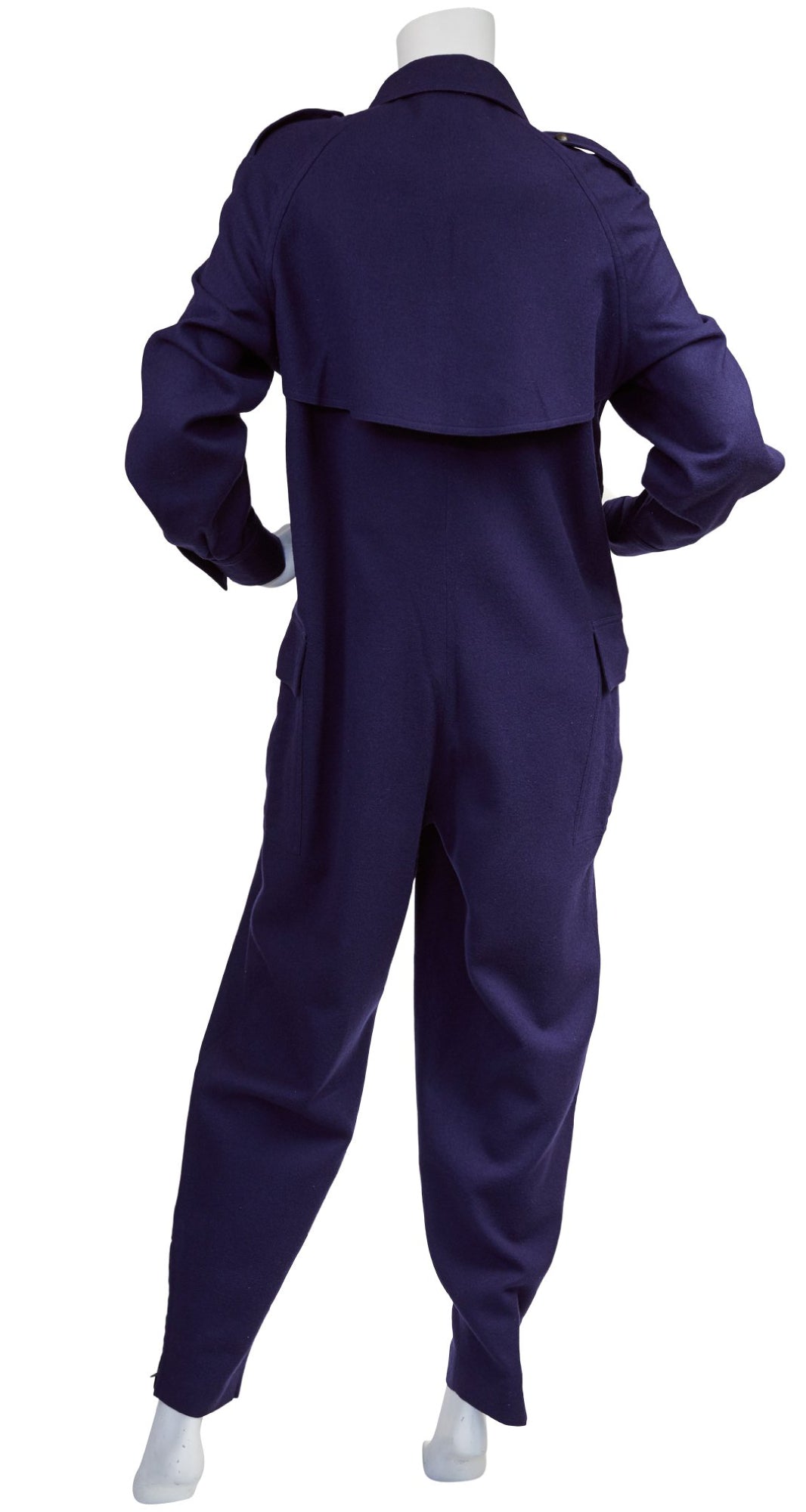 1970s Navy Wool Military Jumpsuit