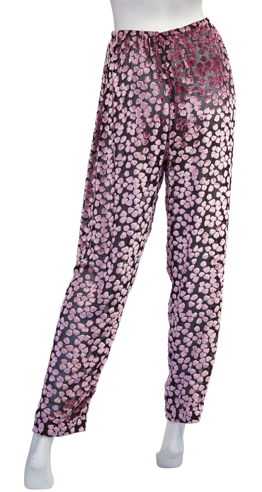 1970s Devore Chiffon High-Waisted Pants