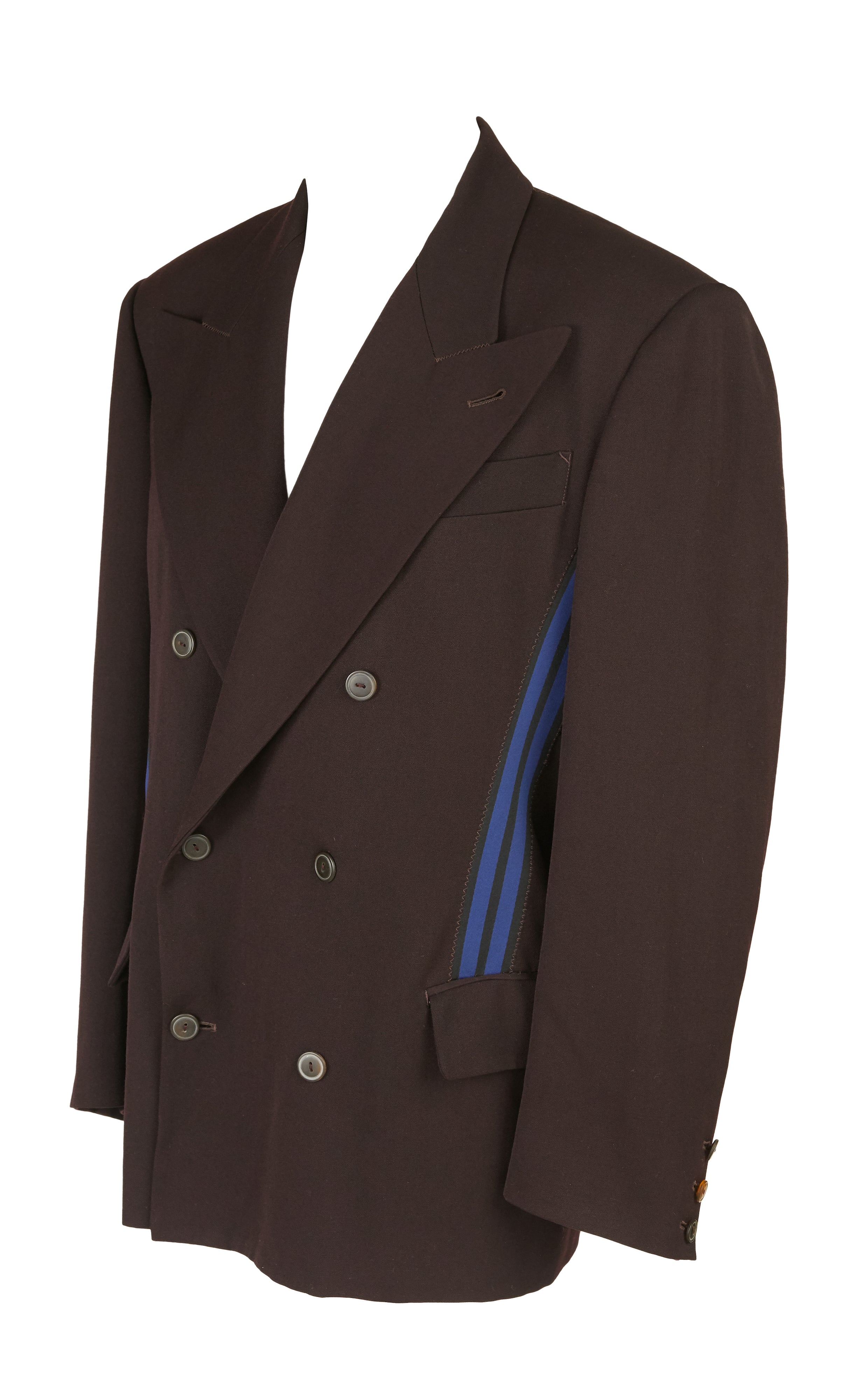 Neoprene Stripe & Eggplant Wool Blazer