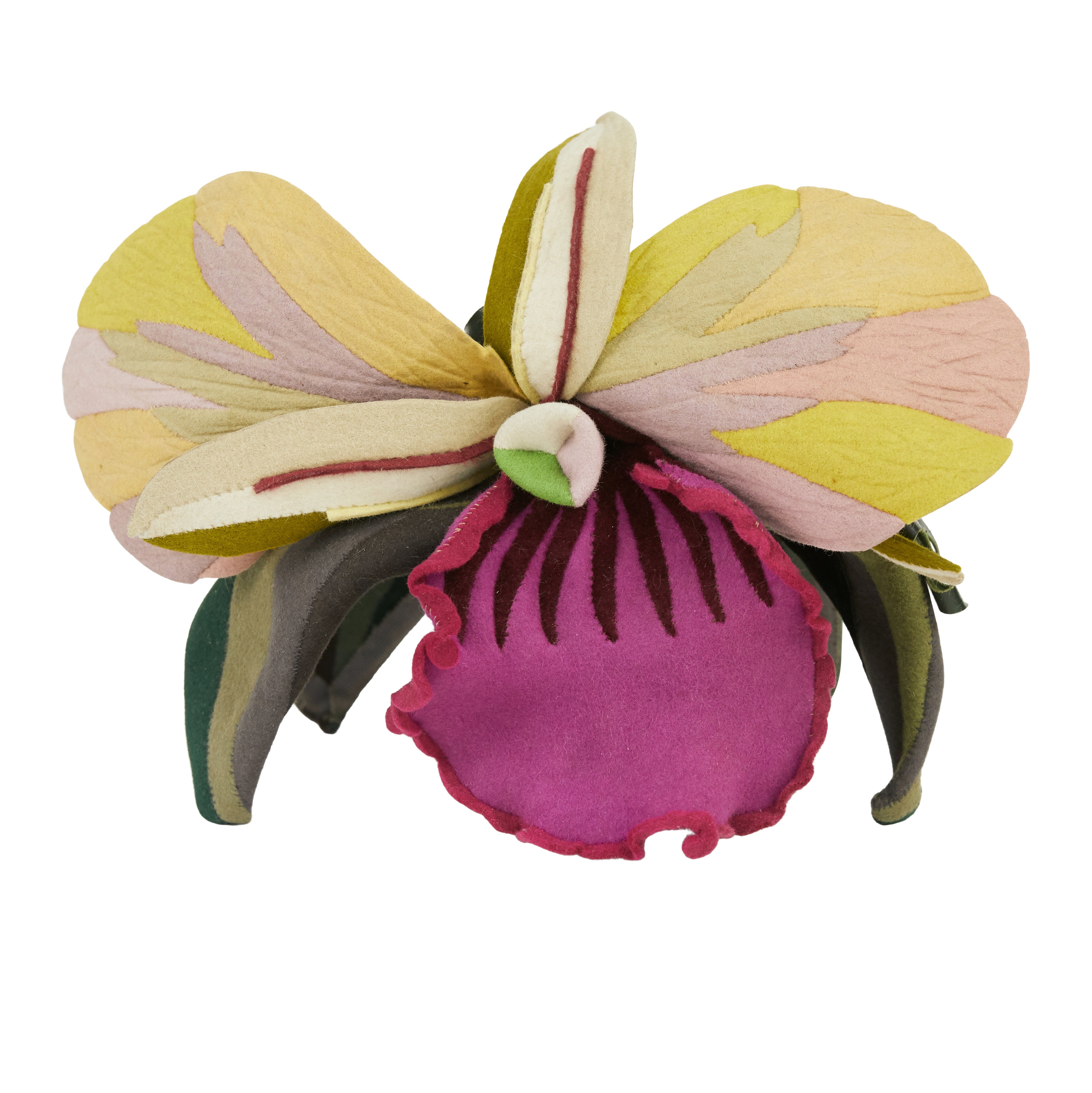 1940s Surrealist Wool & Leather Orchid Fascinator