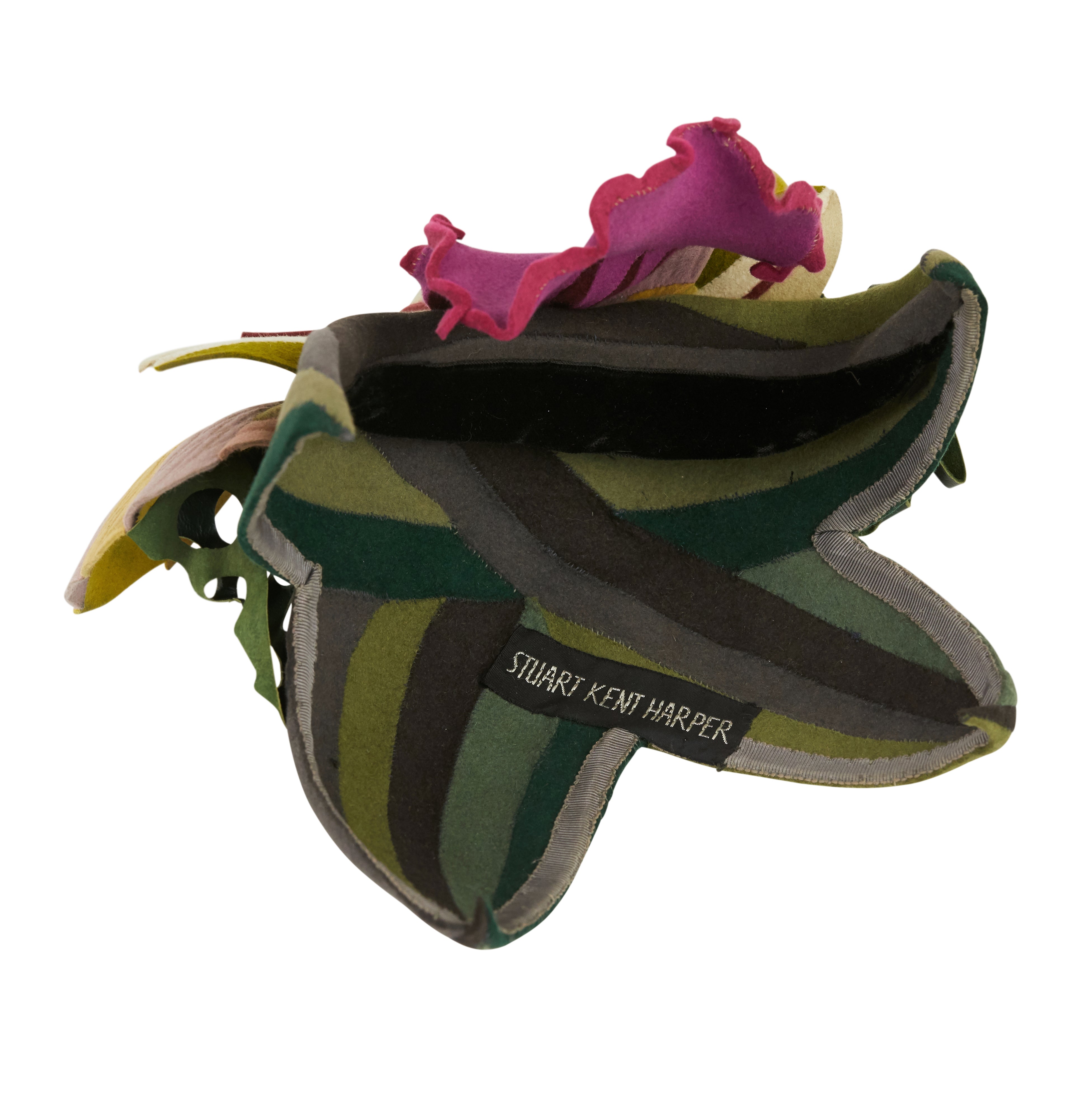 1940s Surrealist Wool & Leather Orchid Fascinator