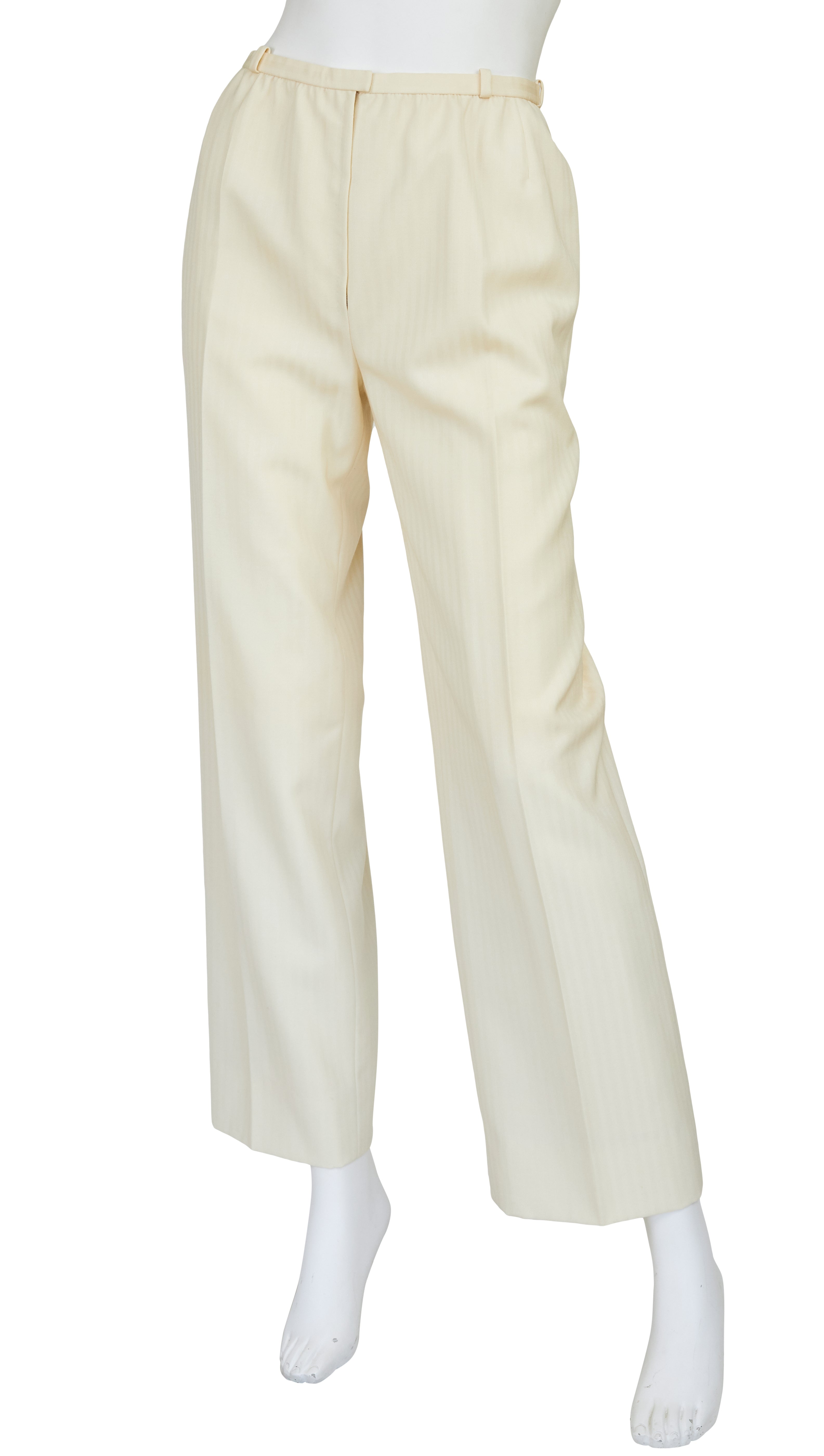 1970s Numbered Cream Wool Pantsuit