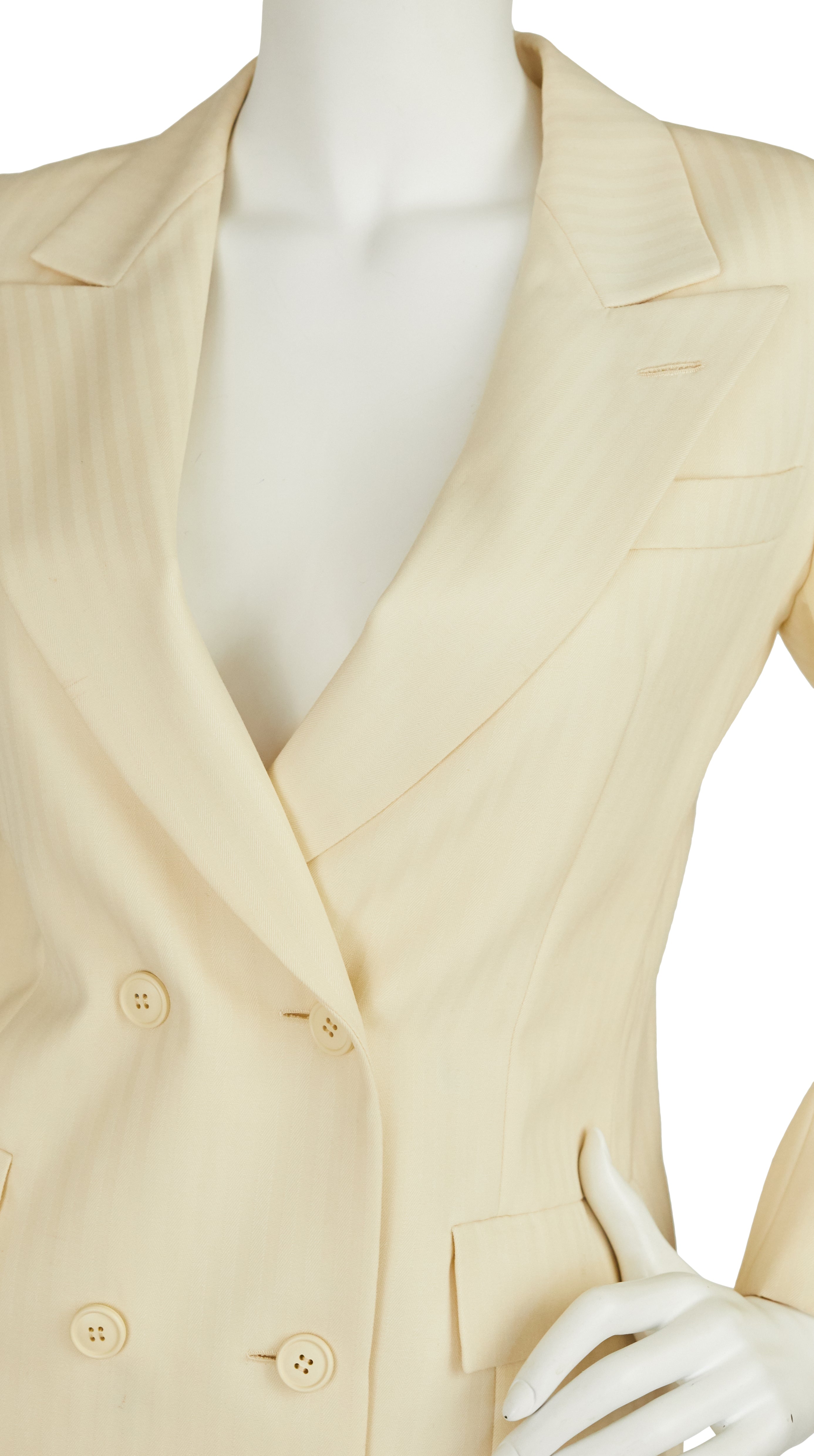 1970s Numbered Cream Wool Pantsuit