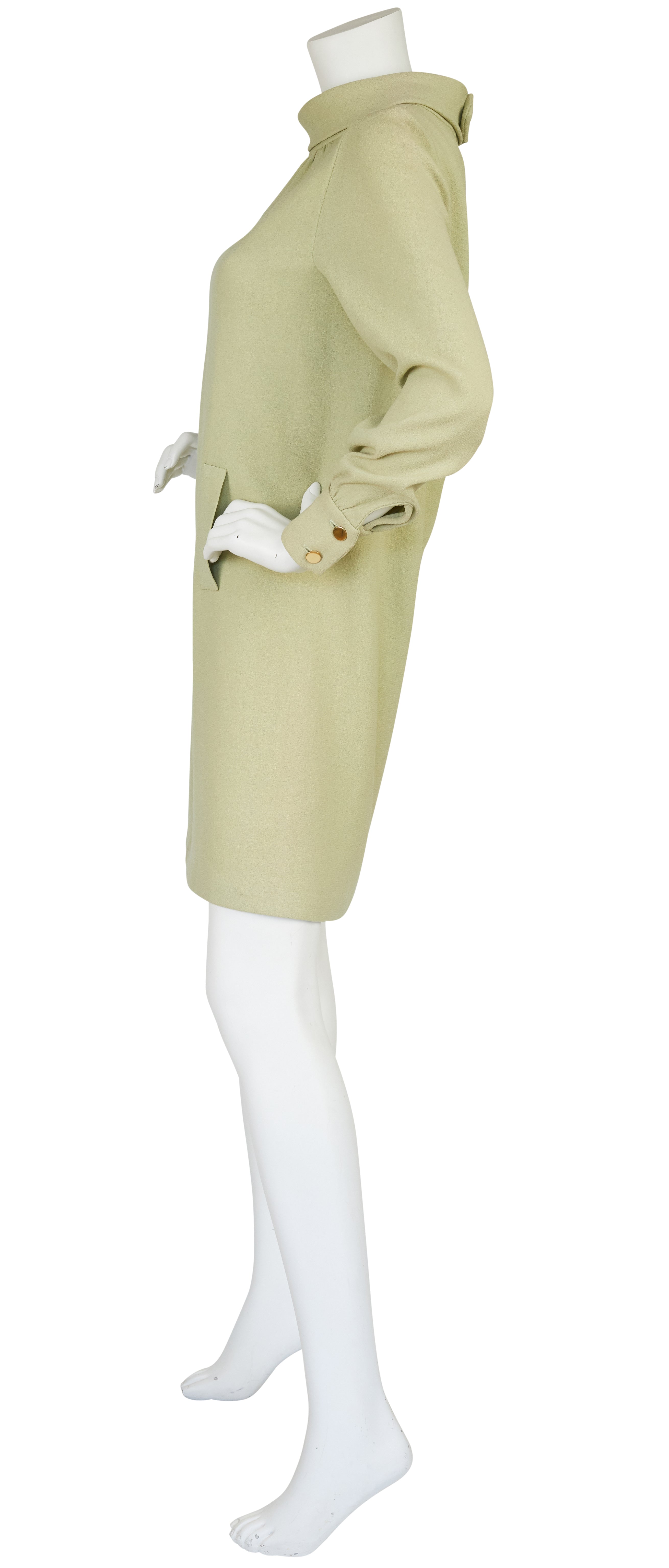 1960s "Jeunesse" Mod Green Wool Crepe Dress