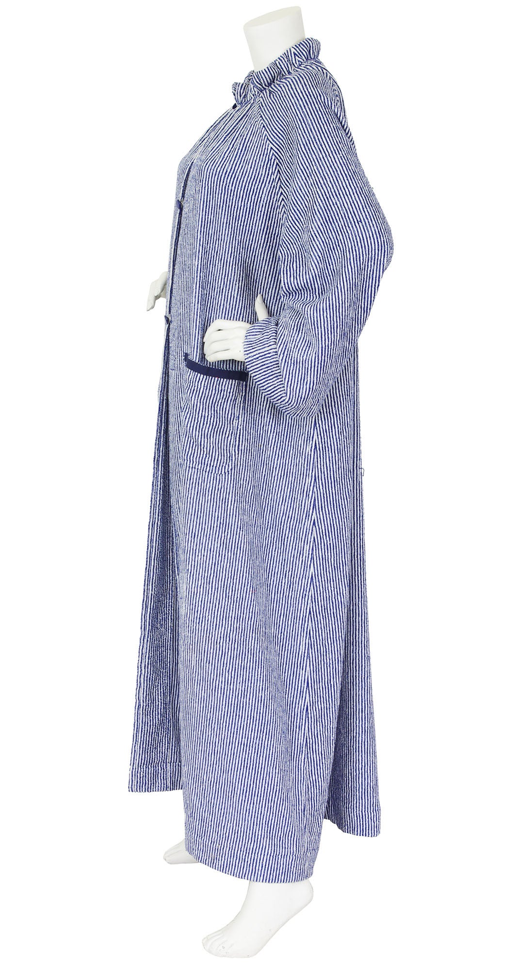 Haute Couture 1970s Striped Terry Cloth Caftan Robe