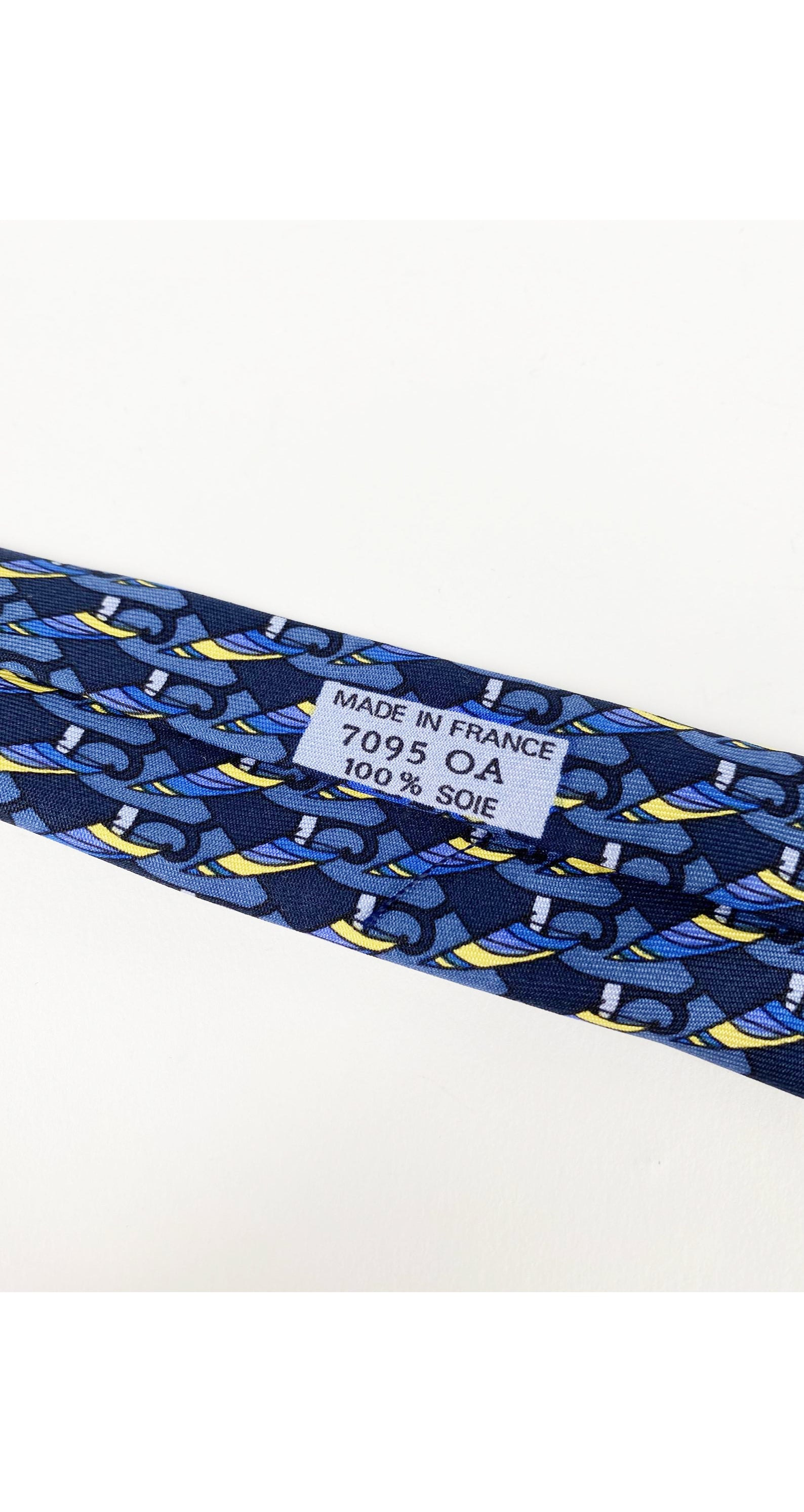 7095 OA Sailboat Navy Blue Silk Men's Tie