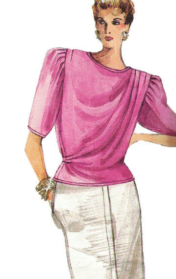 1986 Documented Yellow Polka-Dot Silk Puff Sleeve Blouse