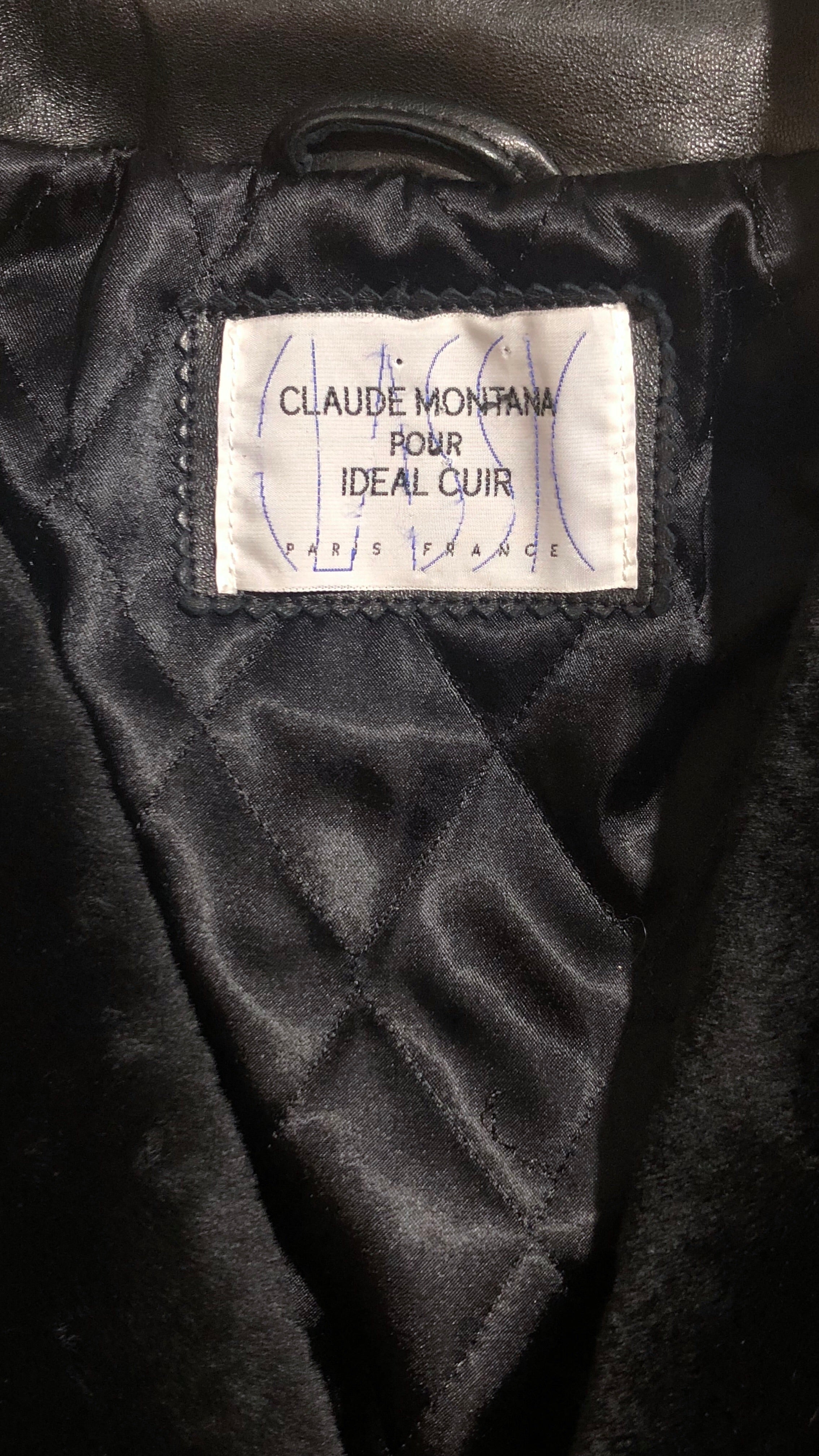 1980s Men's Black Fur Collar Leather Jacket