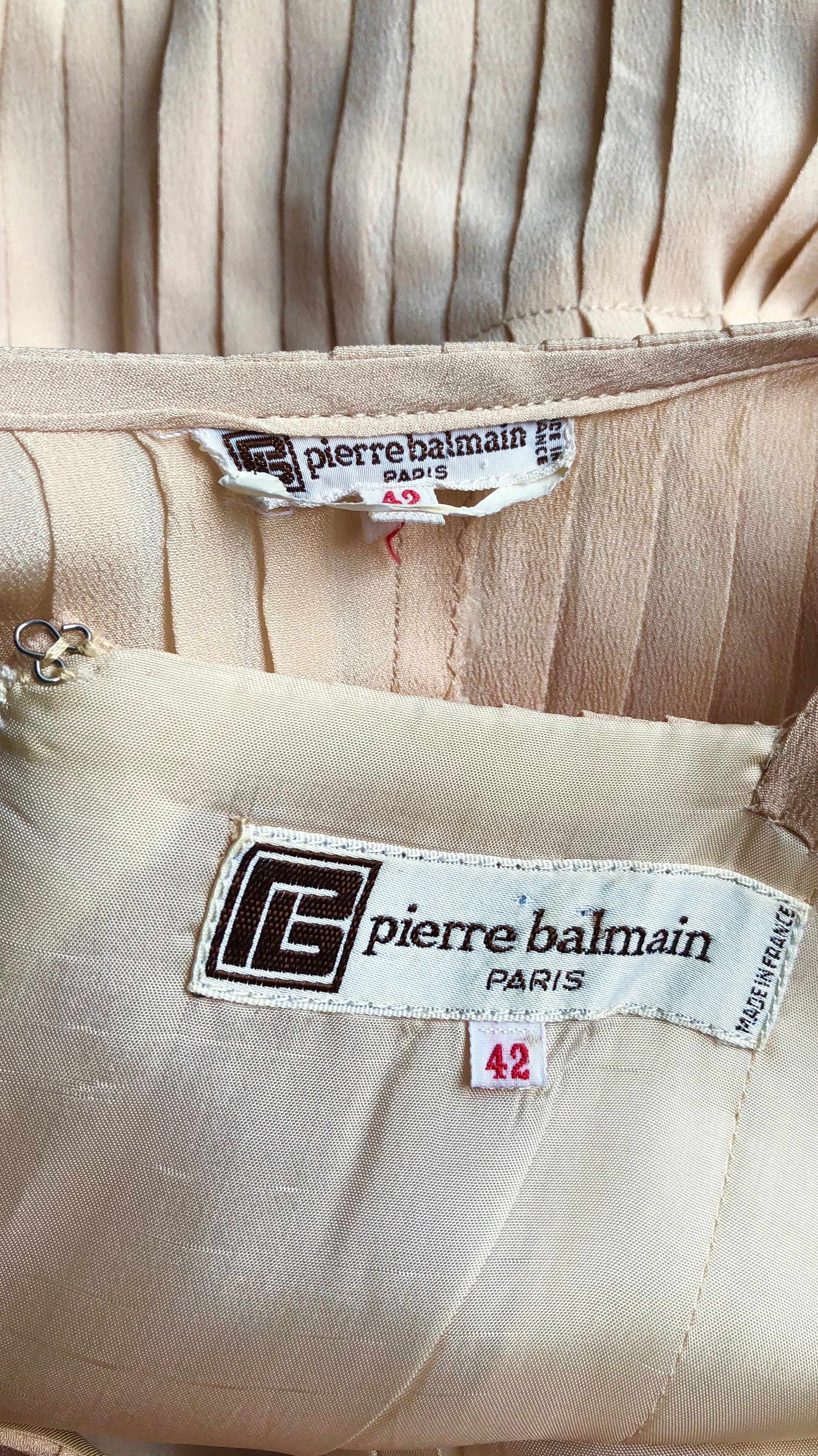 1970s Cream Silk Pleated Gown & Jacket Set