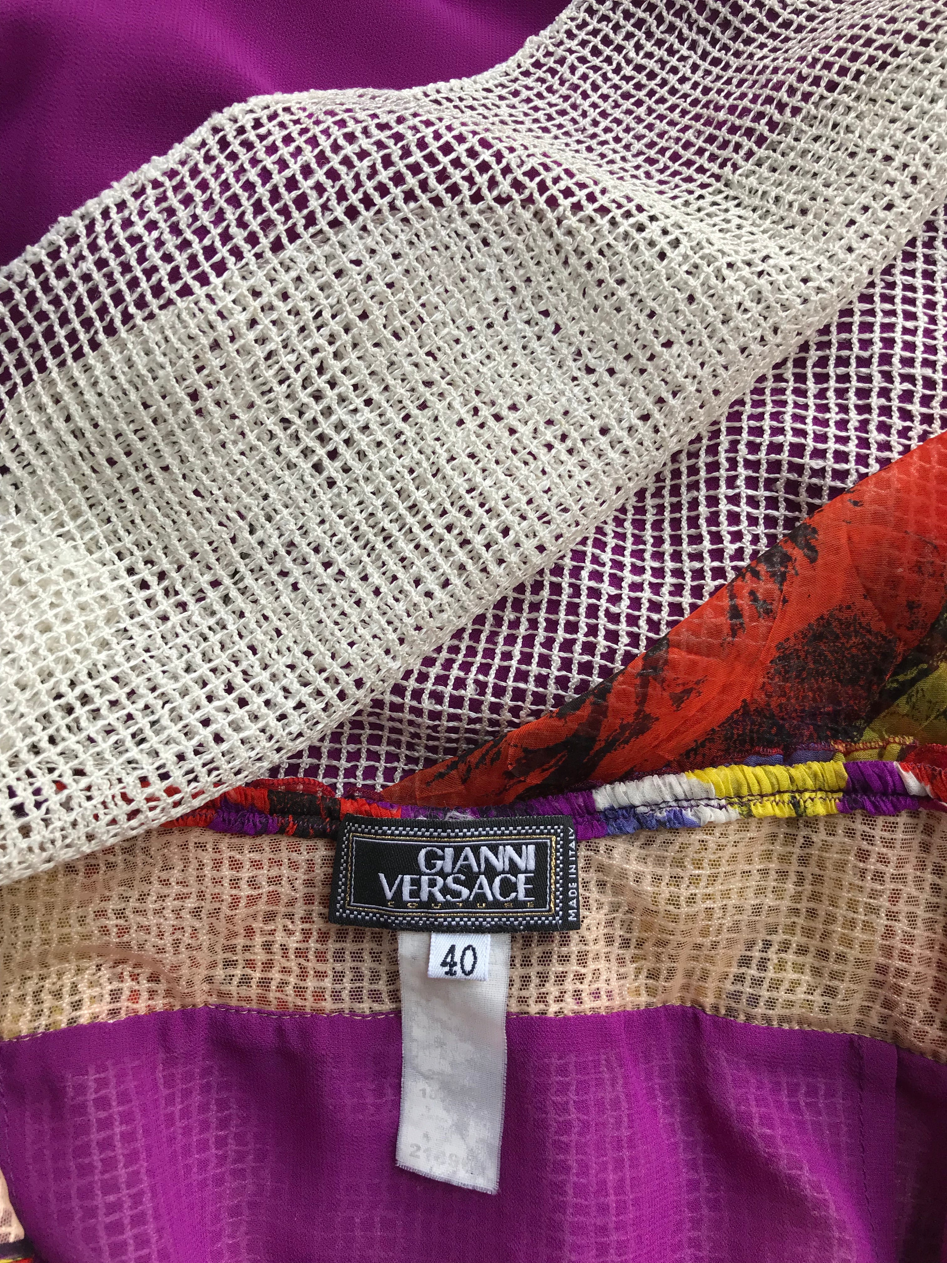 2002 S/S Documented Runway Floral Pop Art Chiffon Tube Dress