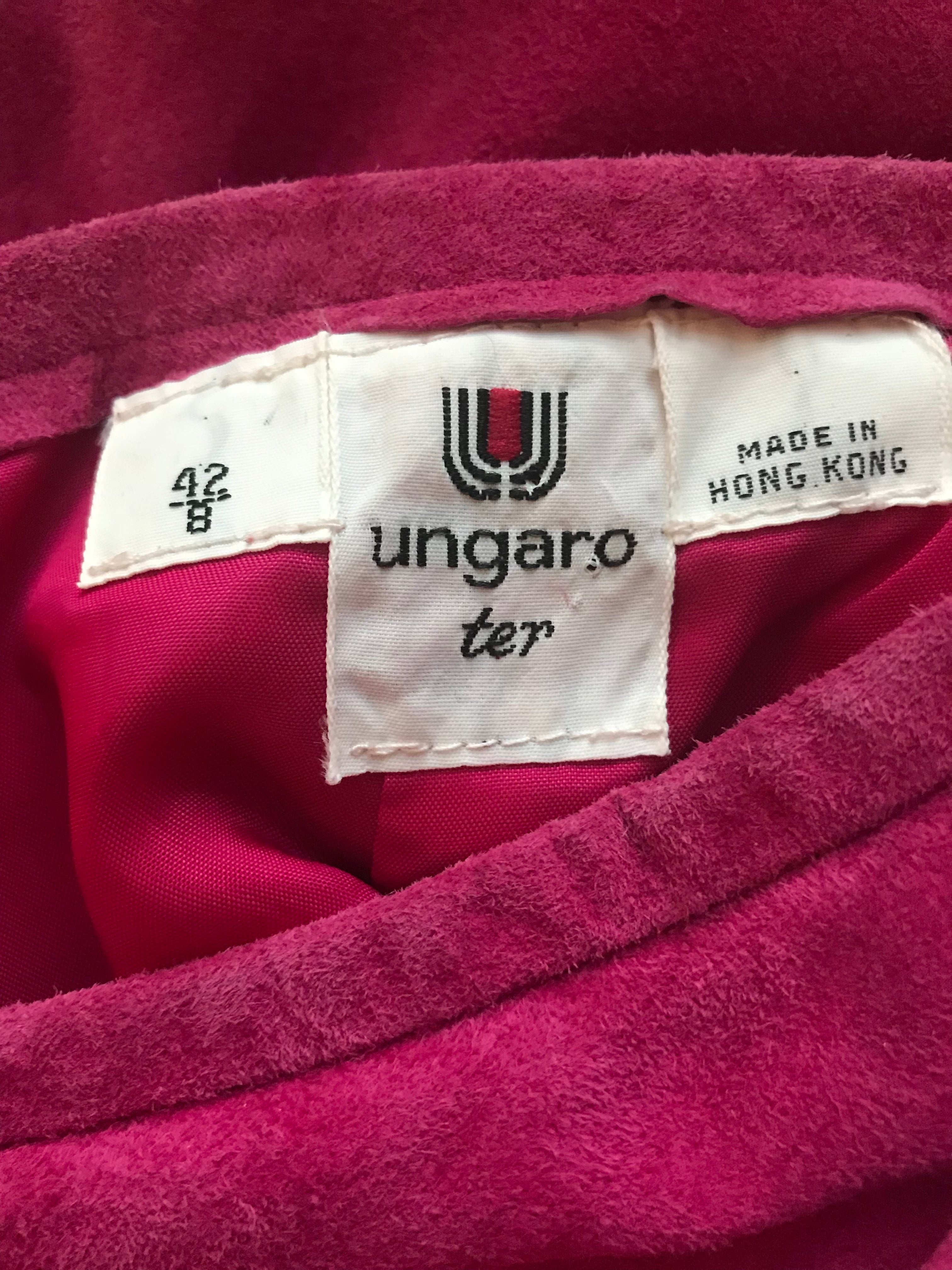 1980s Hot Pink Ruched Suede Mini Skirt