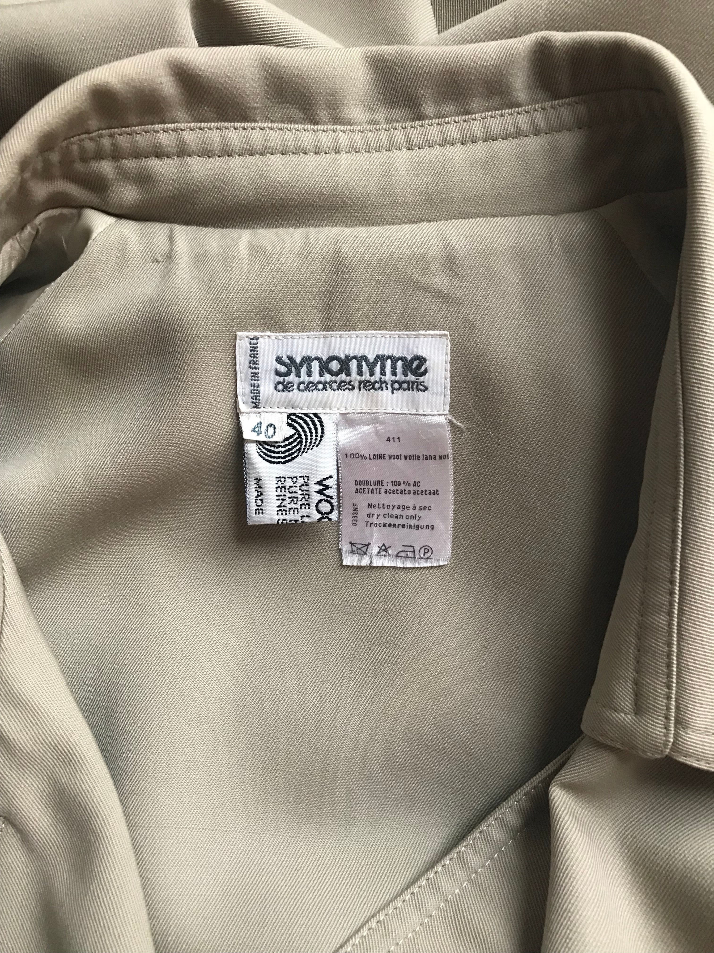 1970s Double Breasted Beige Wool Trench Coat