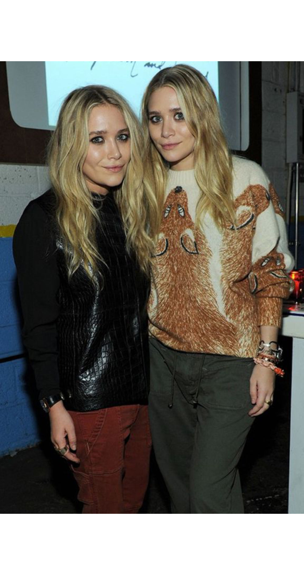 1980s Fox Stole Print Cream Angora Turtleneck Sweater Dress