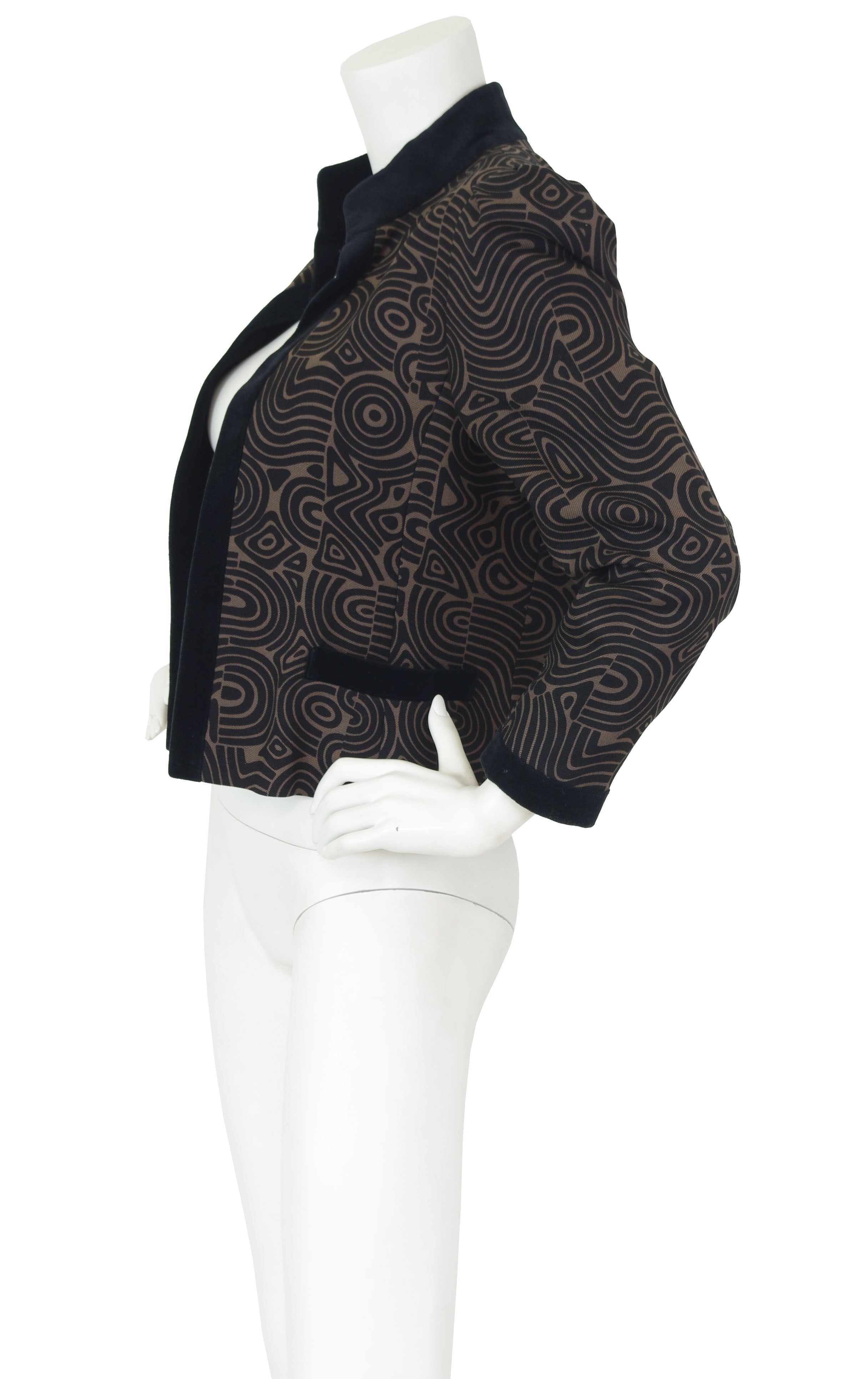 1970s Brown & Black Abstract Wool Jacket