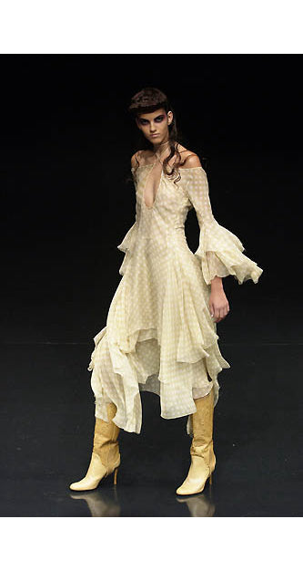 2002 S/S "The Dance of the Twisted Bull" Polka-Dot Silk Chiffon Blouse