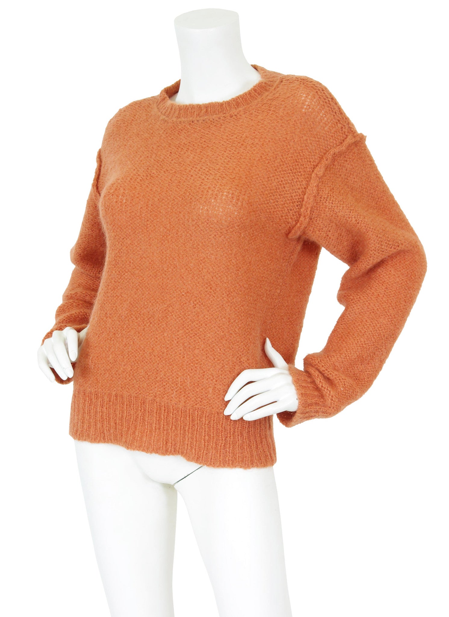 1970s Tuscan Orange Loose Knit Wool Sweater