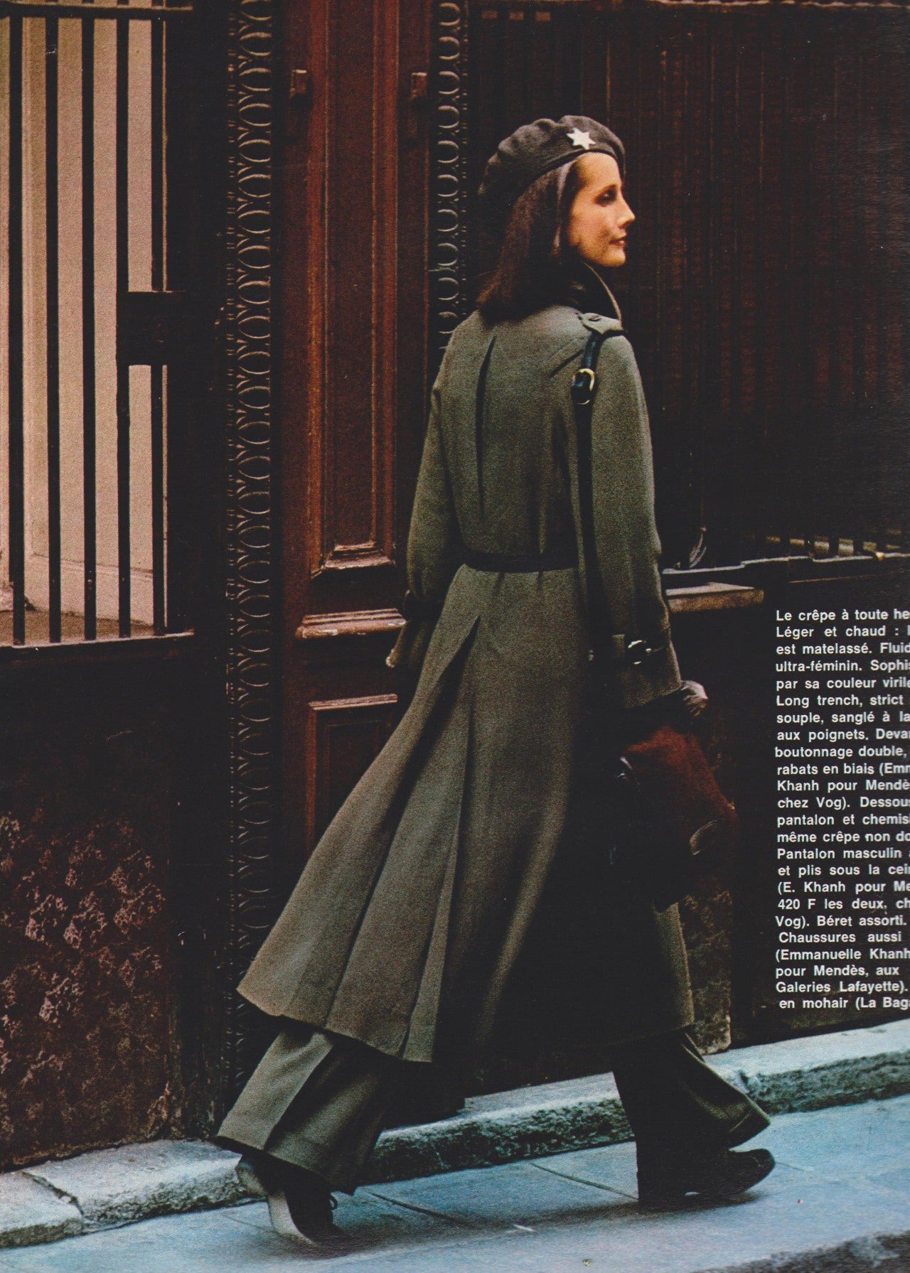 1970s does 1940s Beige Houndstooth Wool Trench Coat