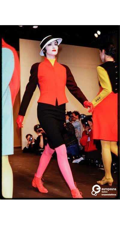 1989 F/W Runway Vibrant Orange Wool Pointed Collar Jacket