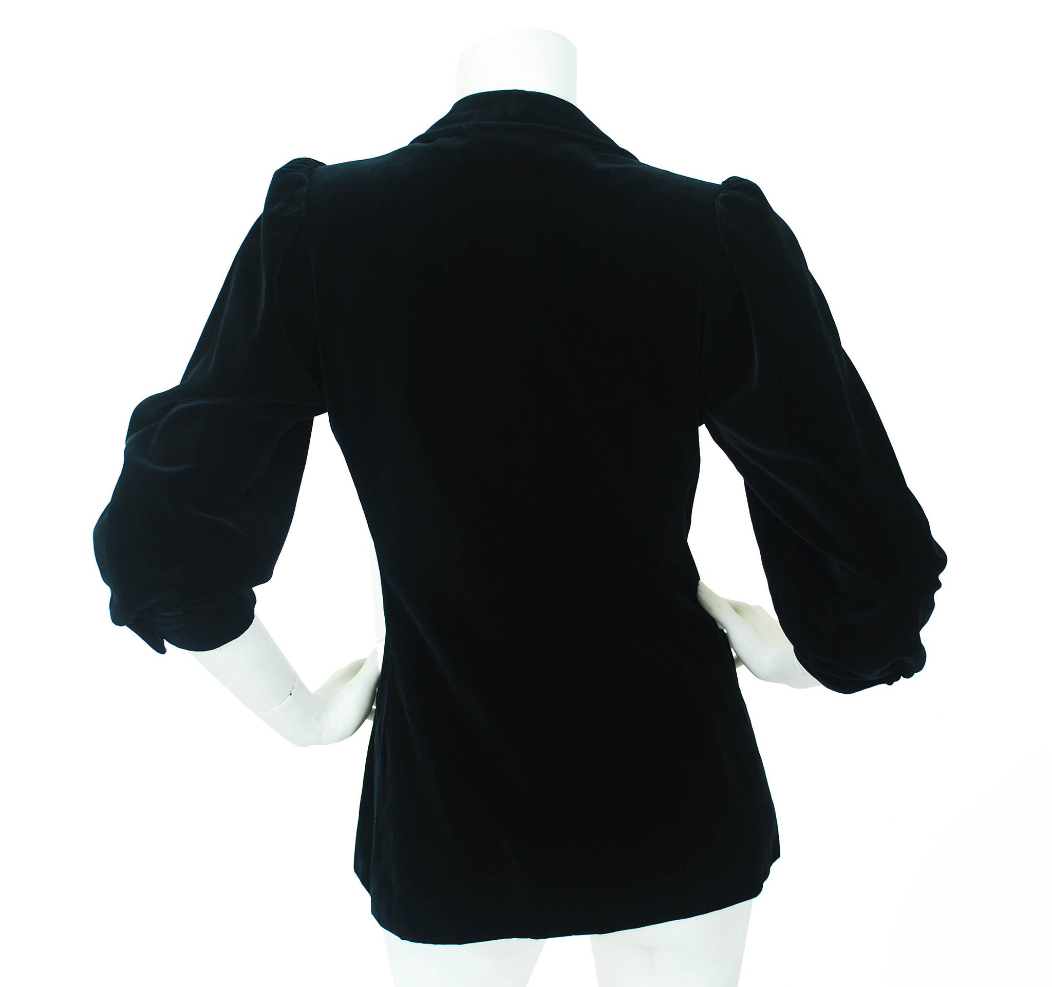 c.1970 Black Velvet Flower Applique Jacket