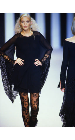 1994-95 F/W Black Silk Chiffon Lace Angel Sleeve Set
