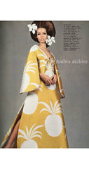 1969 S/S Demi-Couture Pineapple White Silk Crepe Dress